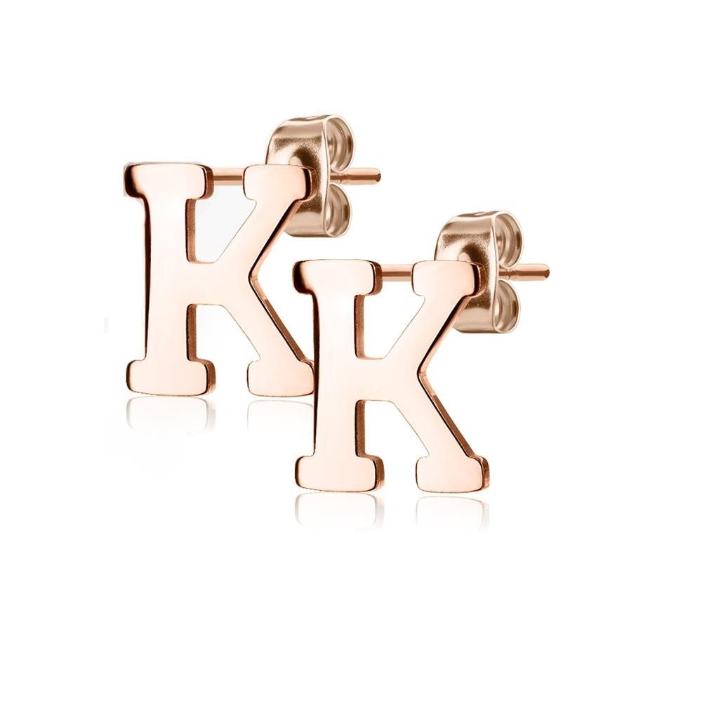 Ohrring-Set K Ohrstecker Buchstaben Rosegold aus Edelstahl Damen