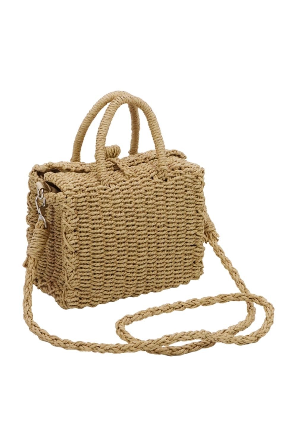 Goodman Design Umhängetasche Geflochtene Strohtasche – Handtasche für jeden Anlass, Hochwertig geflochtene Verarbeitung mit dekorativen Seitenrändern.