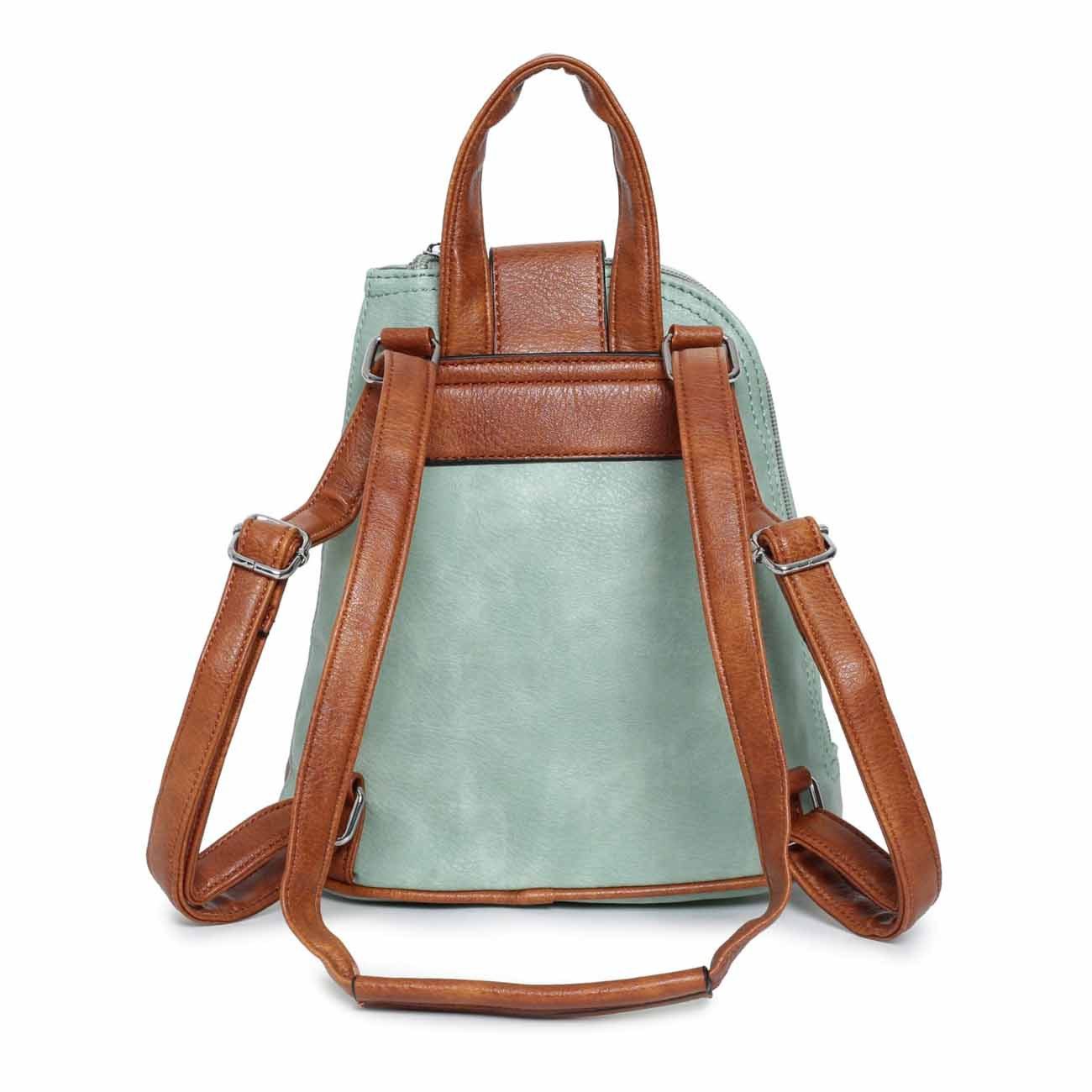 ITALYSHOP24 Rucksack Damen Schultertasche Cross Over BodyBag Umhängetasche BackPack Daypack, Leder Optik mini Cityrucksack Handytasche Geldbörse Reise Shopping Bag