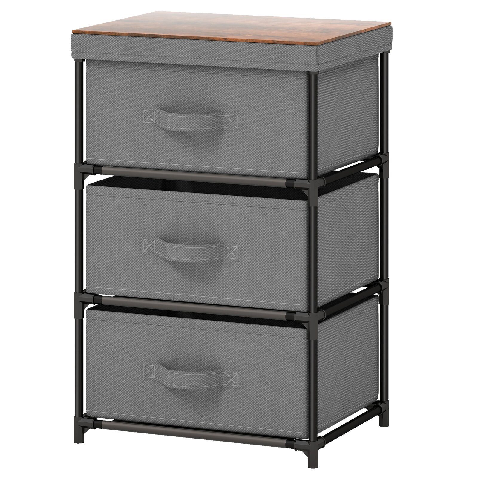 KOMFOTTEU Kommode Schubladenschrank, 3 Schubladen, grau