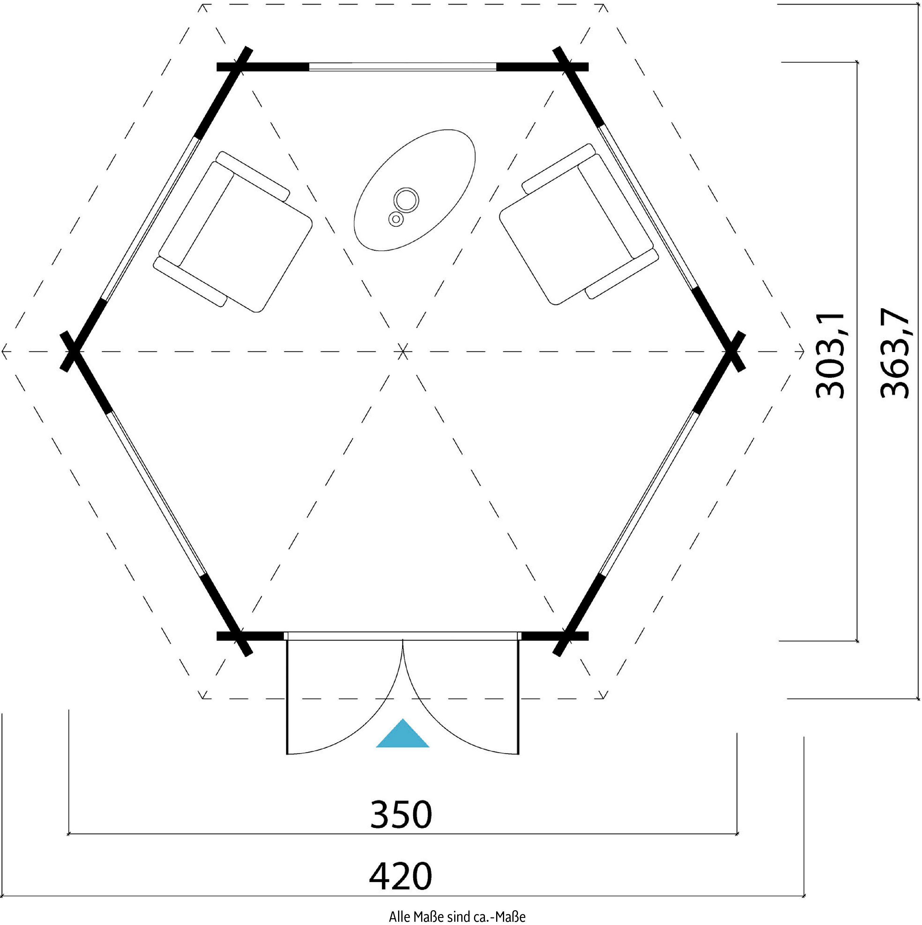 LASITA MAJA Pavillon Ilmenau, mit schwedenrot Fußbodenbretter cm, Verlegen), (Set, 420x363,7 BxT: Inklusive 6 Seitenteilen, Fichtenholz zum