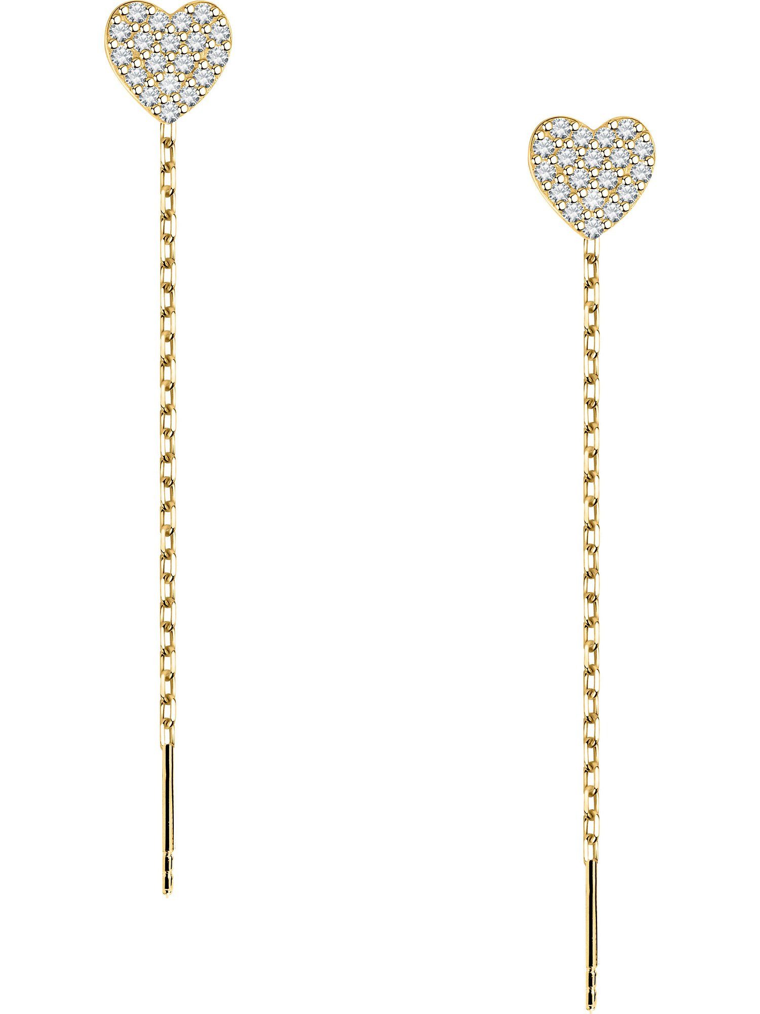 FAVS Paar Ohrhänger FAVS Damen-Ohrhänger 925er Silber 38 Zirkonia Herz