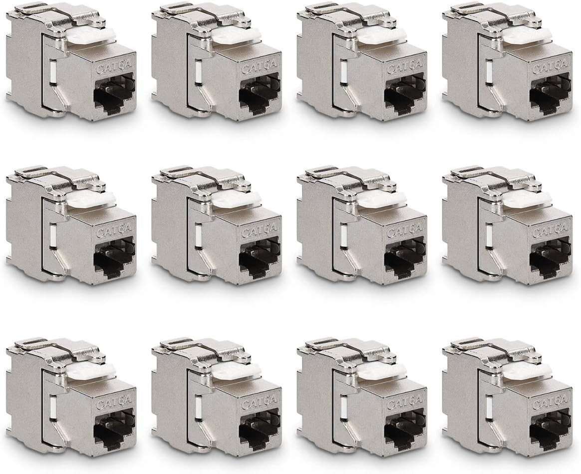 kwmobile Keystone Modul CAT 6A Kabel - 10 Gbit/s - Schnappverschluss - 2x Netzwerk-Adapter, 3.90 cm, 12x Keystone Modul