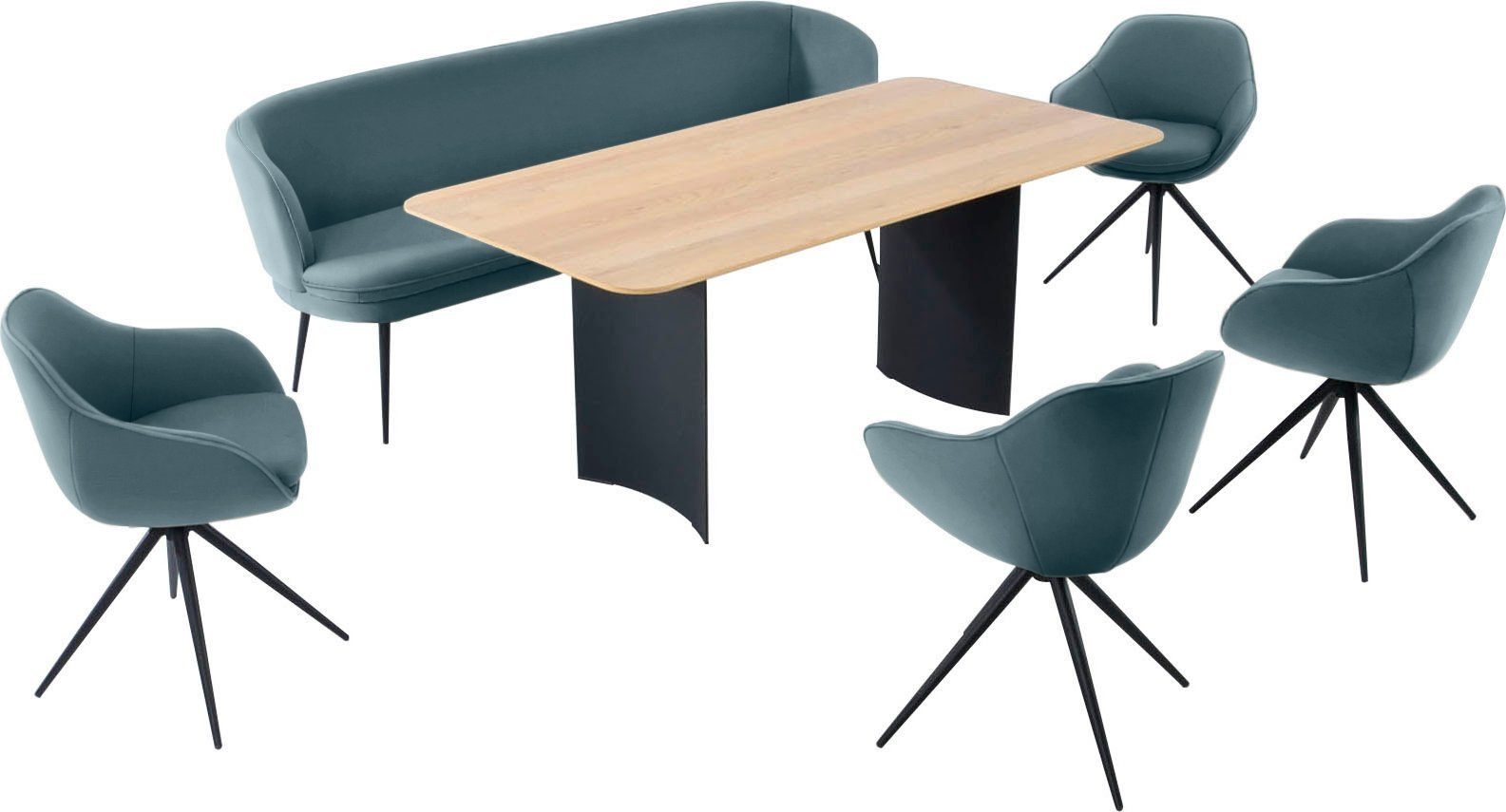 1 Essgruppe K+W und & Wohnen Tisch Essgruppe Sesseln mit Komfort Solobank, 4 abgerundete ZOOM,