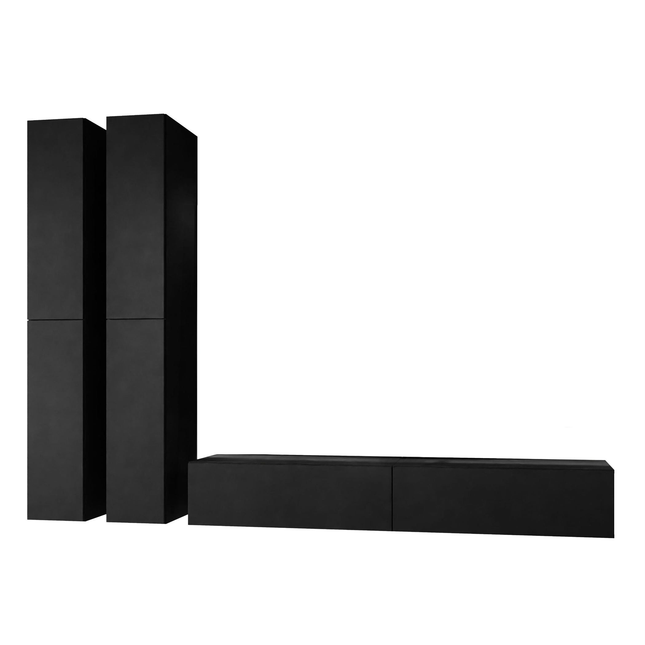 Lookway Wohnwand COLETTE MATT II mit Push-to-Open-System und LED-Beleuchtung