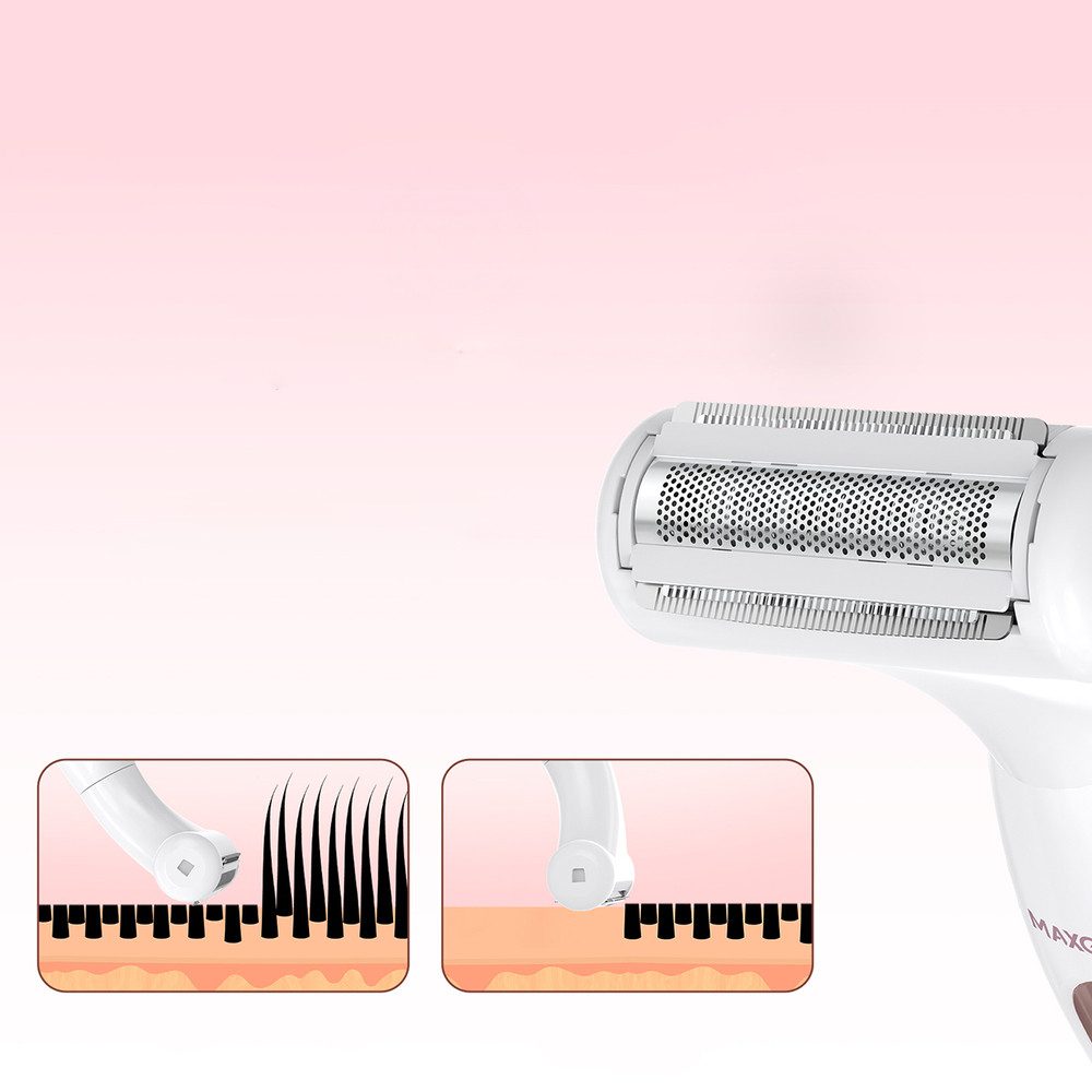 MAXGROOM Elektrorasierer Damenrasierer Bikinitrimmer Gesichtshaarentferner, unter fließendem Wasser abspülbar, Aufsätze: 4, Präzisionstrimmer, Augenbrauentrimme – Bild 4 von 5