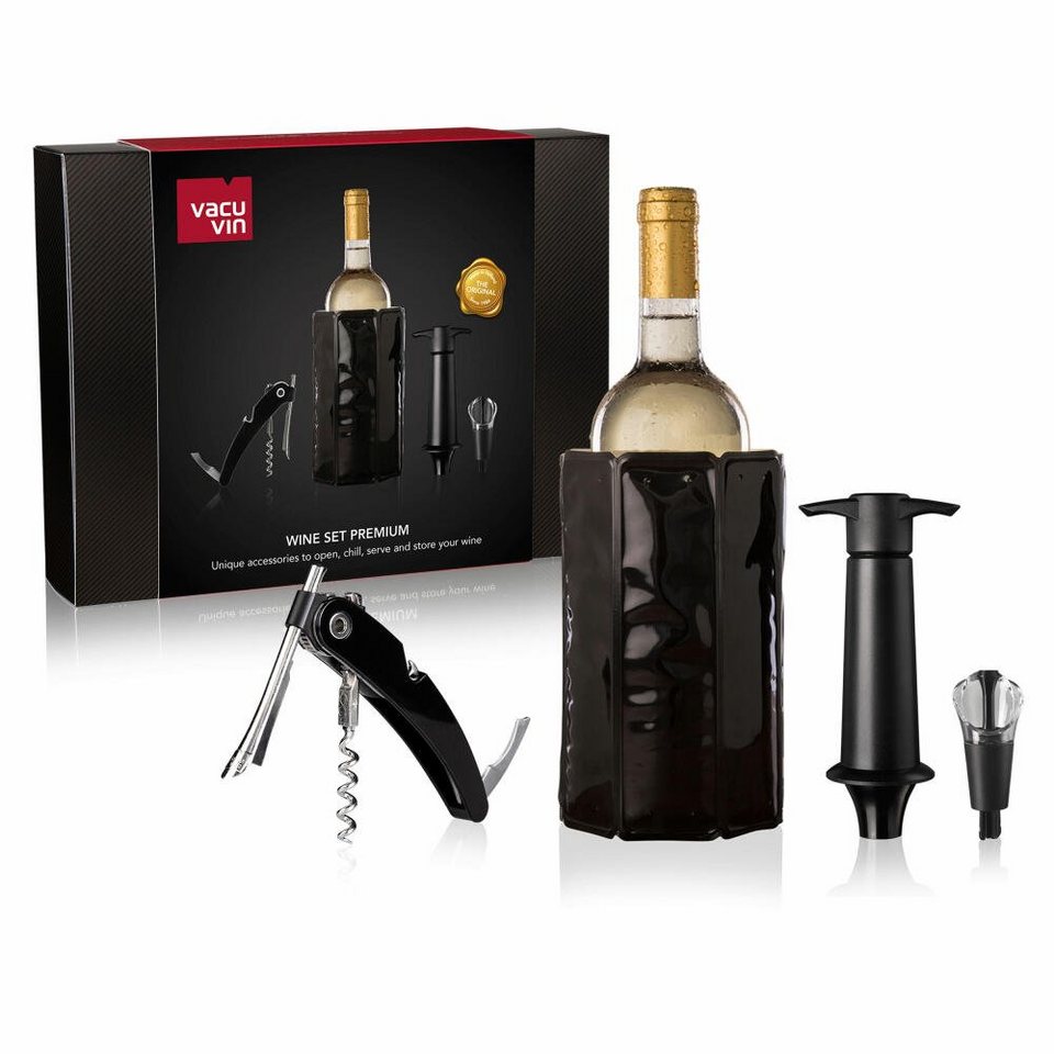 VACUVIN Weinkühler Geschenkset Wein Premium 4-tlg., mit Wein-Zubehör, zum  Öffnen, Kühlen, Servieren und Aufbewahren Ihres Weins
