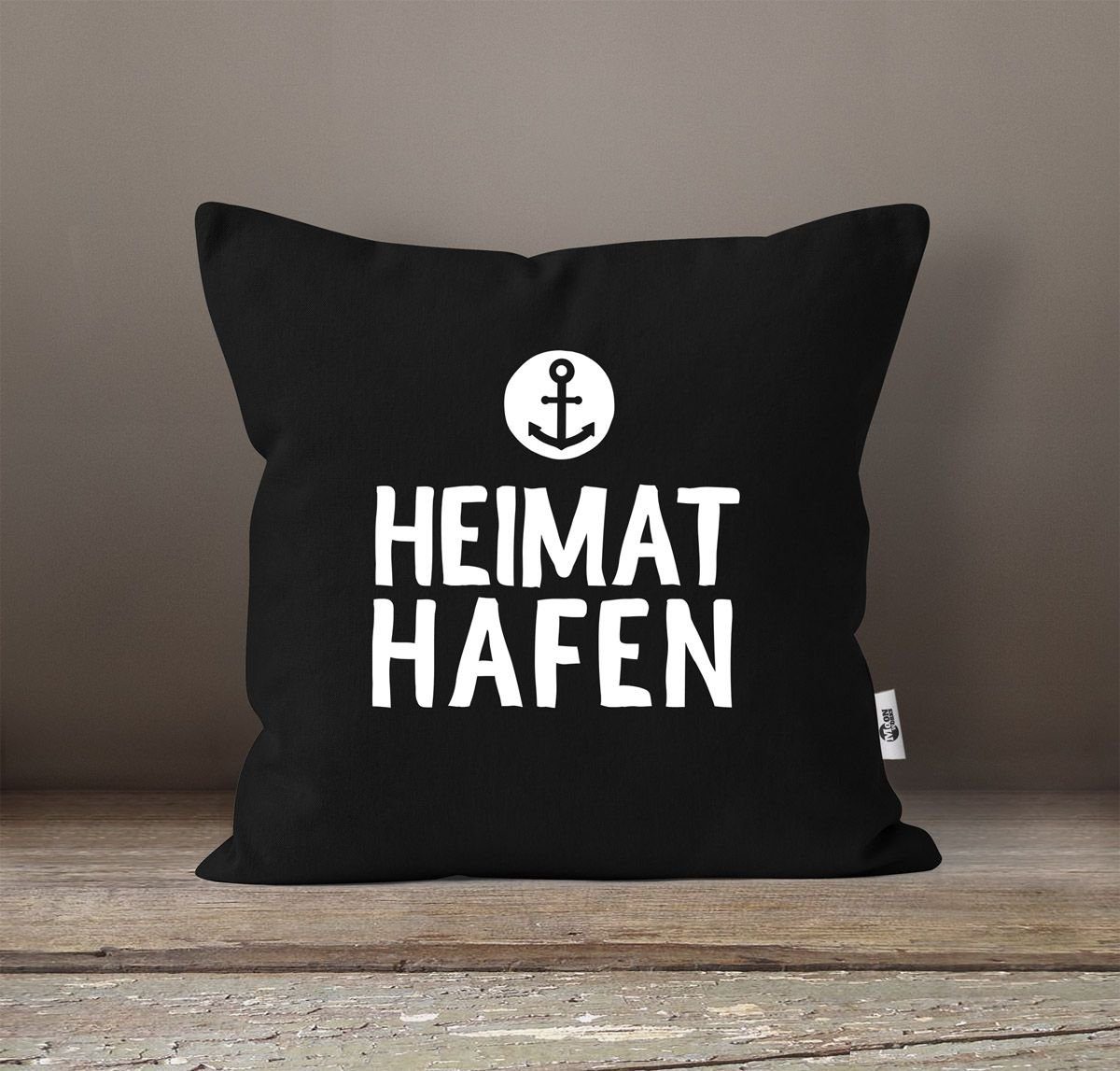MoonWorks Dekokissen Kissenbezug Aufschrift Heimathafen Anker günstig online kaufen