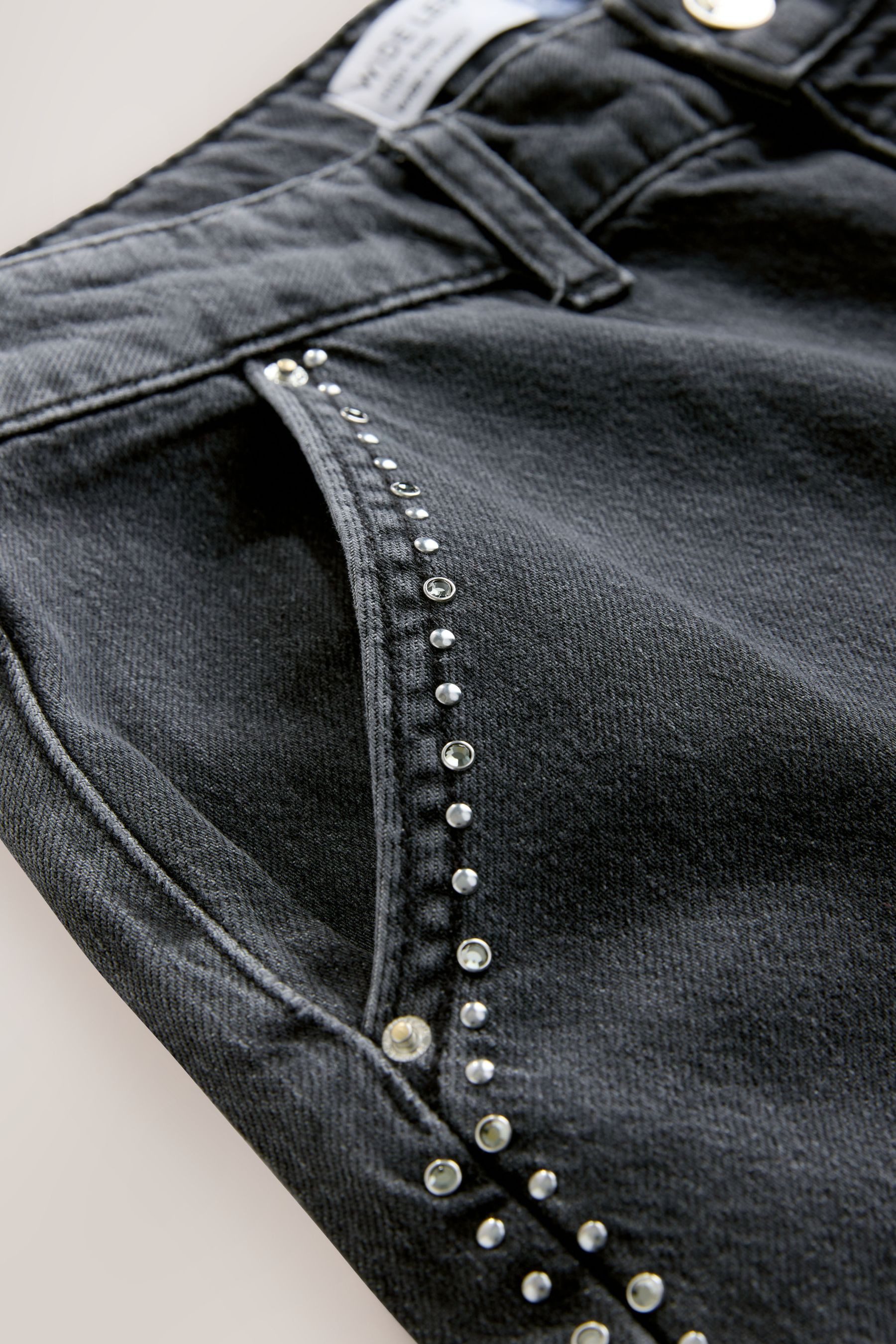 Next Weite Jeans Palazzo-Hochbundjeans mit weitem Bein und Nieten (1-tlg)