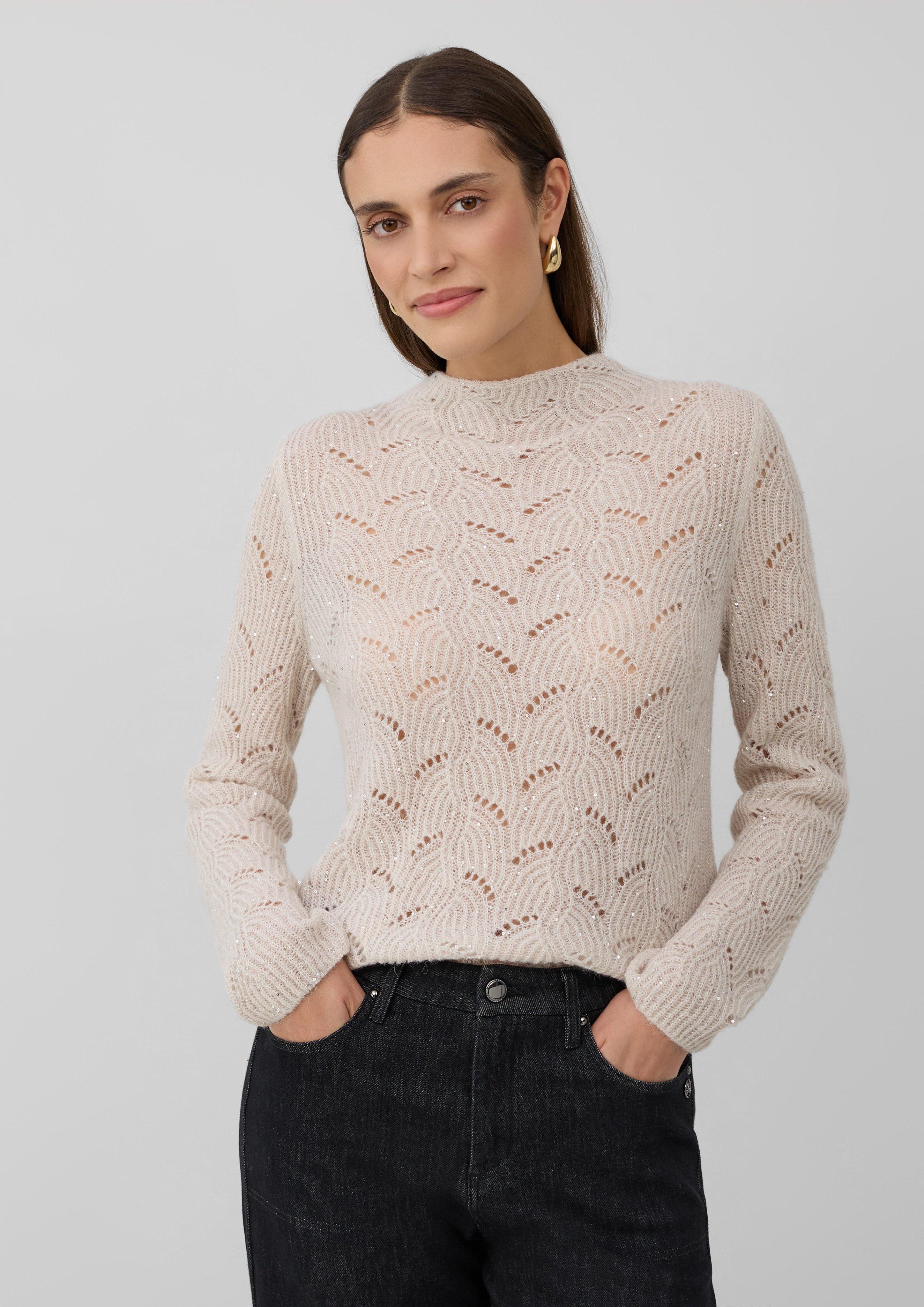 S Oliver Pullover Damen Pullover Mit Perlen Black Label Online