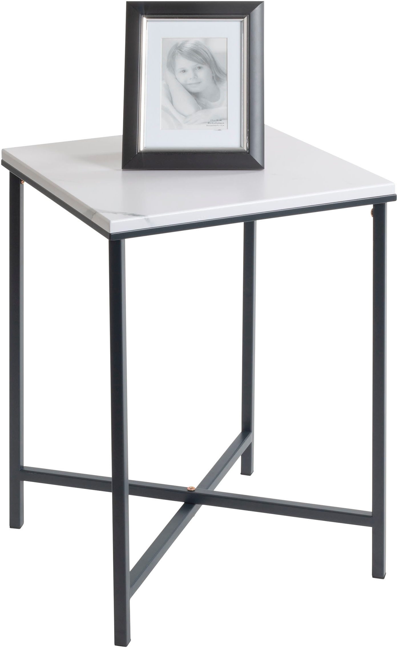 HAKU Beistelltisch Sofatisch, Wohnzimmertisch (1-St), quadratisch - aus Metall Anthrazit B/T/H 39/39/55 cm