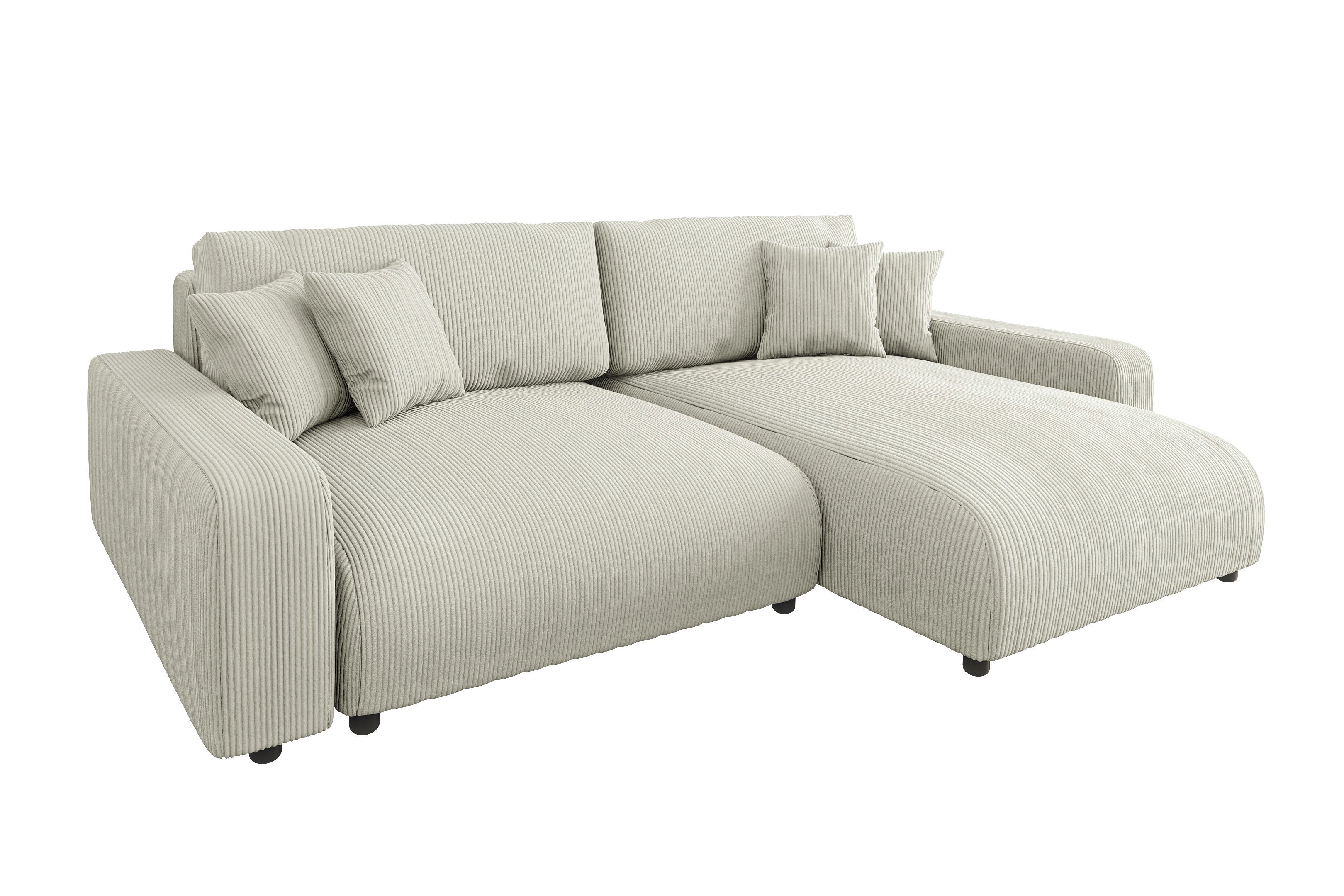 S-Style Möbel Ecksofa Emma mit Bettfunktion in Cord-Stoff und hohem Sitzkom günstig online kaufen