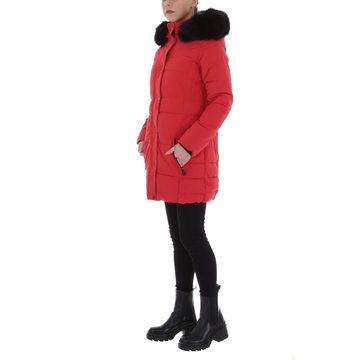 Ital-Design Steppjacke Damen Freizeit Kapuze (abnehmbar) Gefüttert Mantel in Rot
