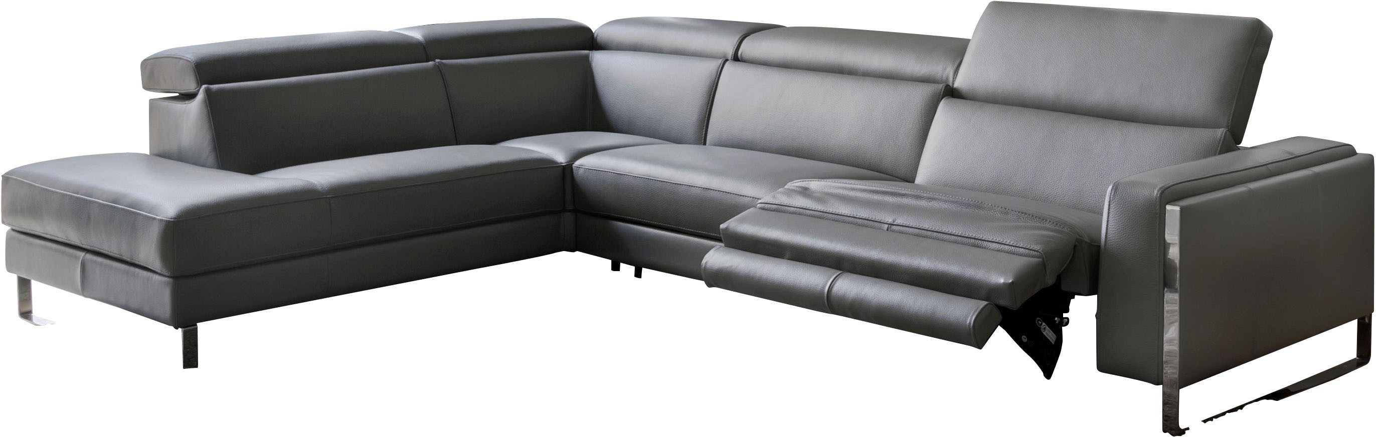 CALIA ITALIA Ecksofa Pier, L-Form, mit elektrischer Relaxfunktion, in Leder, 290 cm Breite