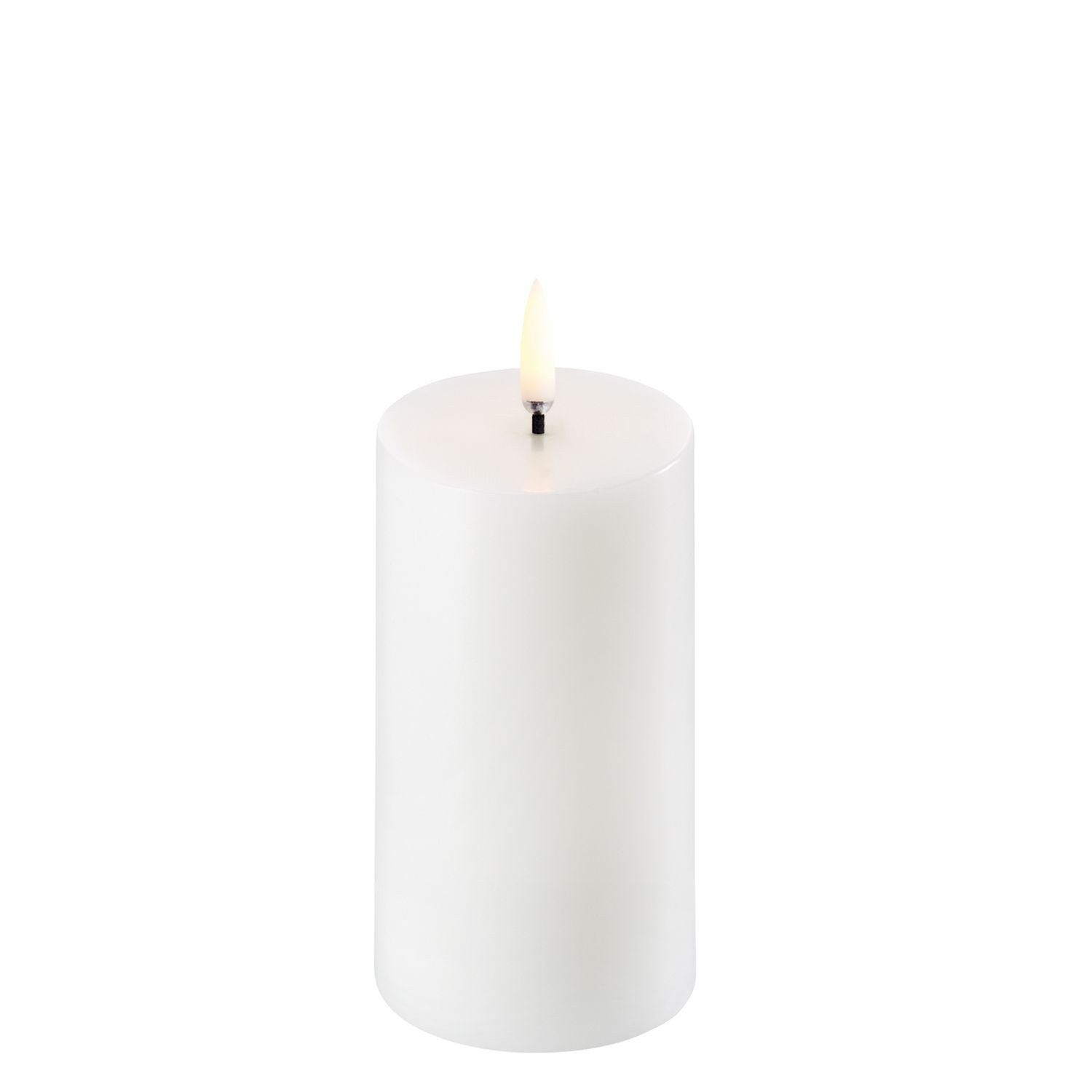 LED-Kerze Echtwachs-Stumpenkerze Schmal Nordic White Smooth 10,1 cm