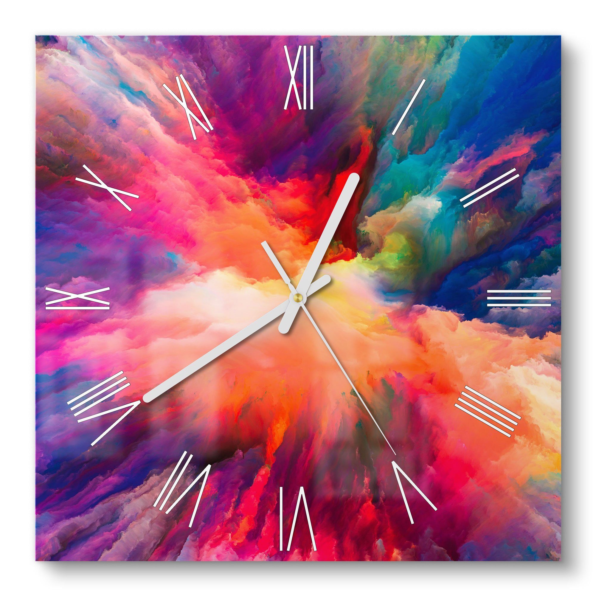 DEQORI Wanduhr 'Bunte Farbwolke' (Glas Glasuhr günstig online kaufen