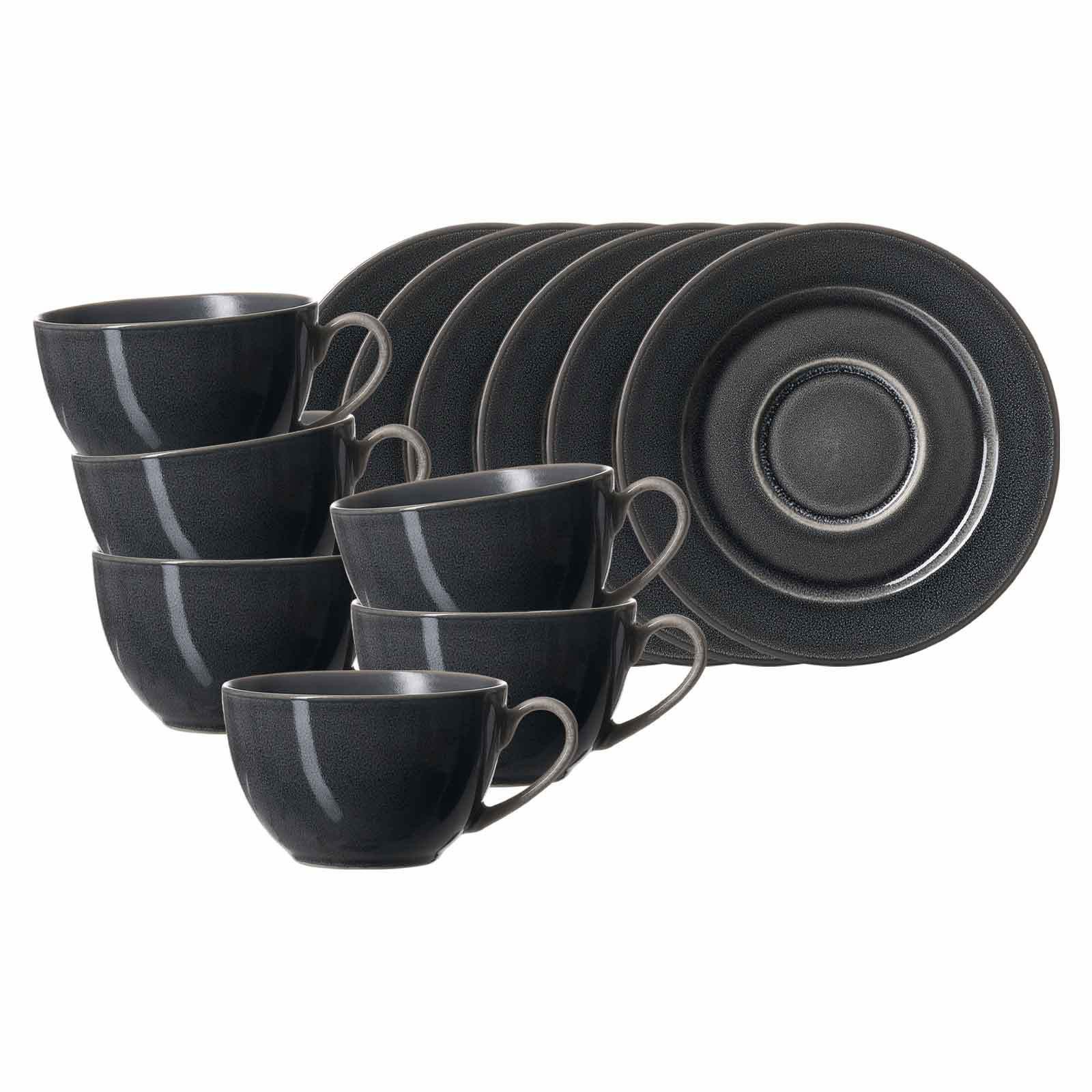 Ritzenhoff & Breker Tasse Toledo Kaffeetassen mit Untertassen 220 ml 6er Set, 6-tlg., Steinzeug