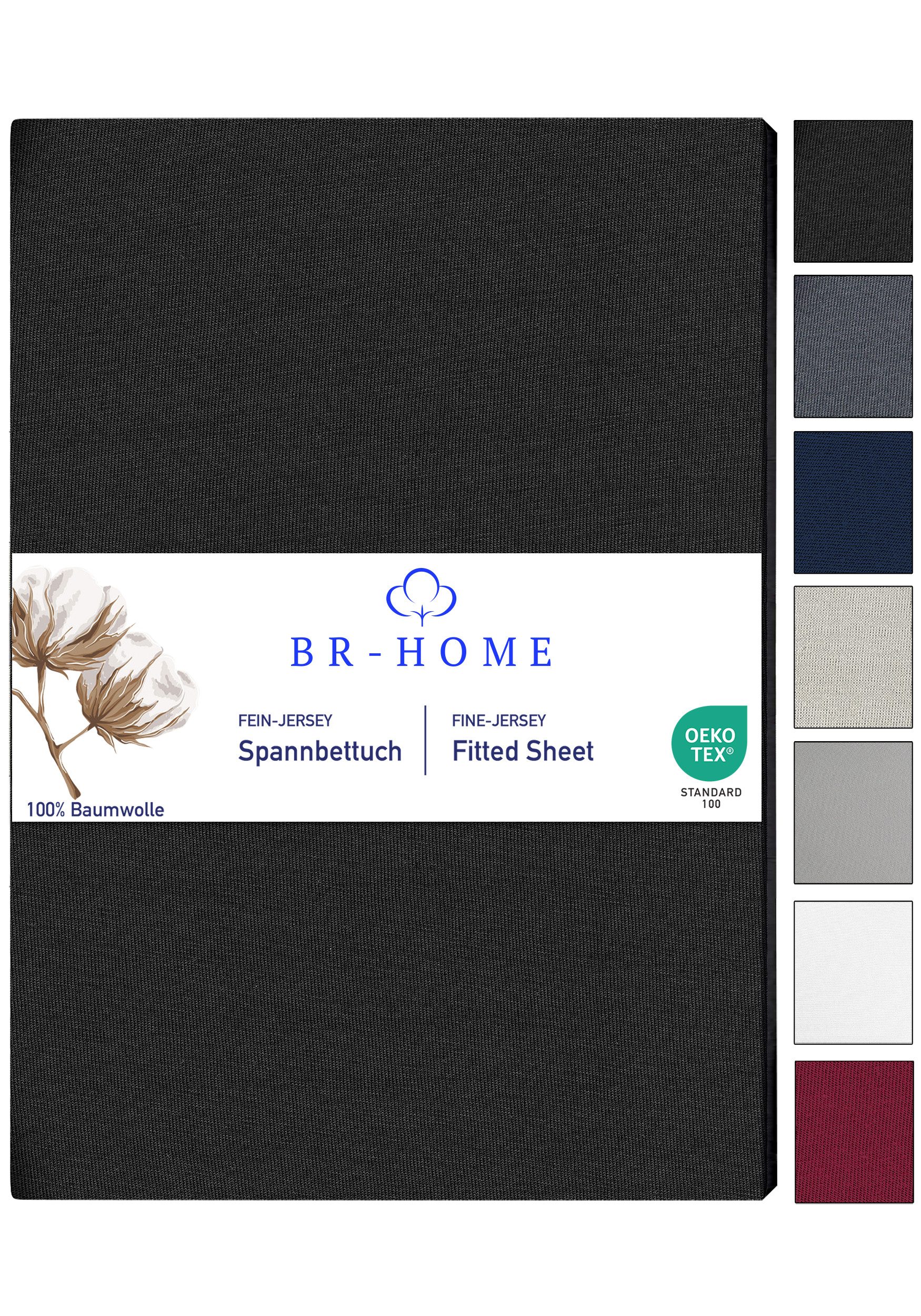 BR-Home Spannbettlaken bis zu 25cm, 100% Baumwolle Jersey Bettlaken, Spannb günstig online kaufen