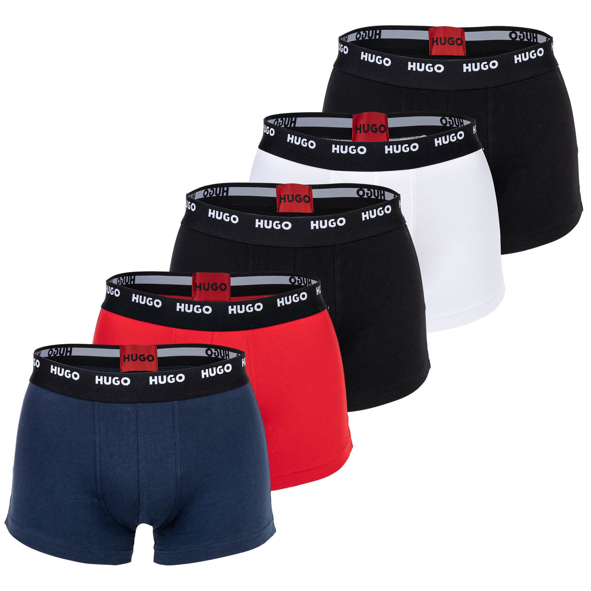 HUGO Boxer Herren Boxer Shorts, 5er Pack - Trunks Five Pack Schwarz/Rot/Weiß