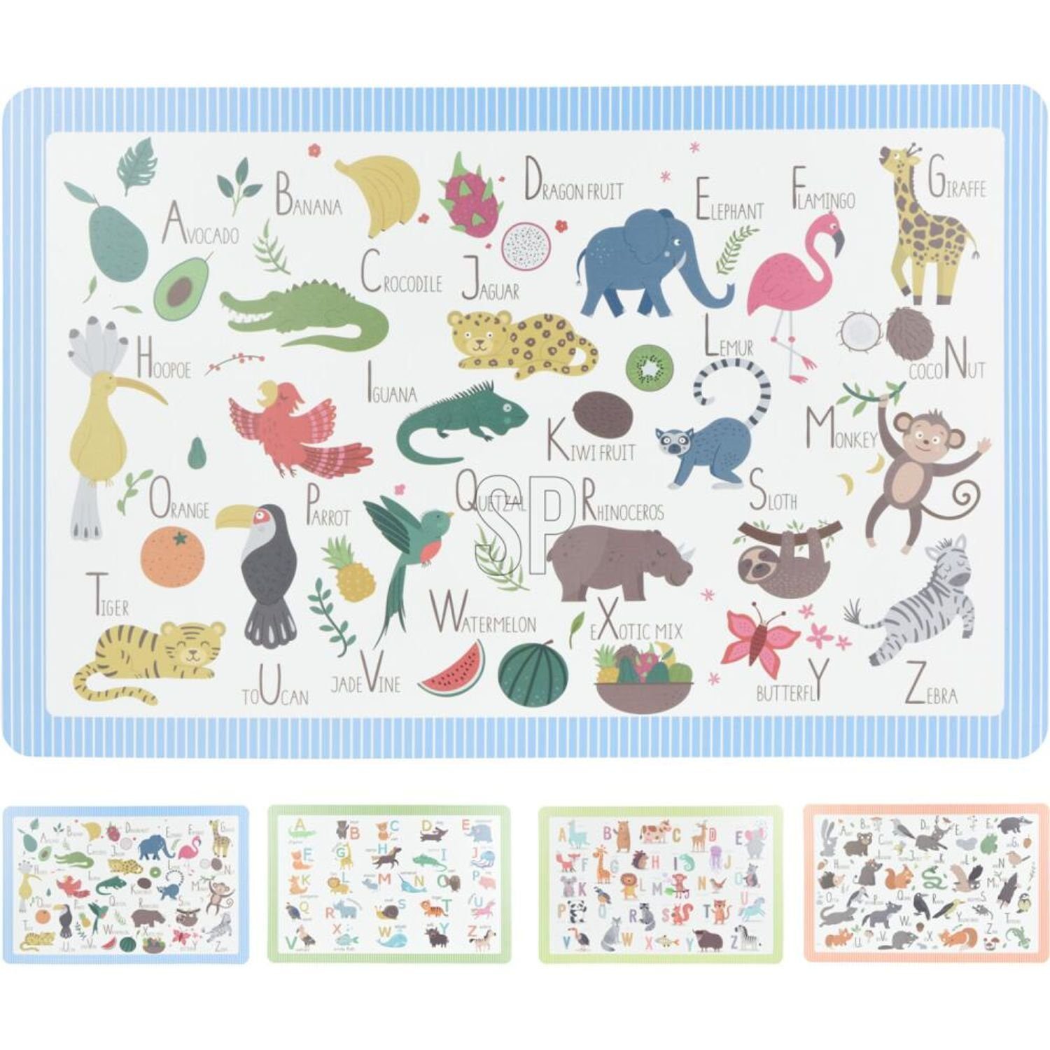 Koopman Platzset 12 Stück Platzset für Kinder 44x29cm Tiere Platzdeckchen Unterlage Frü