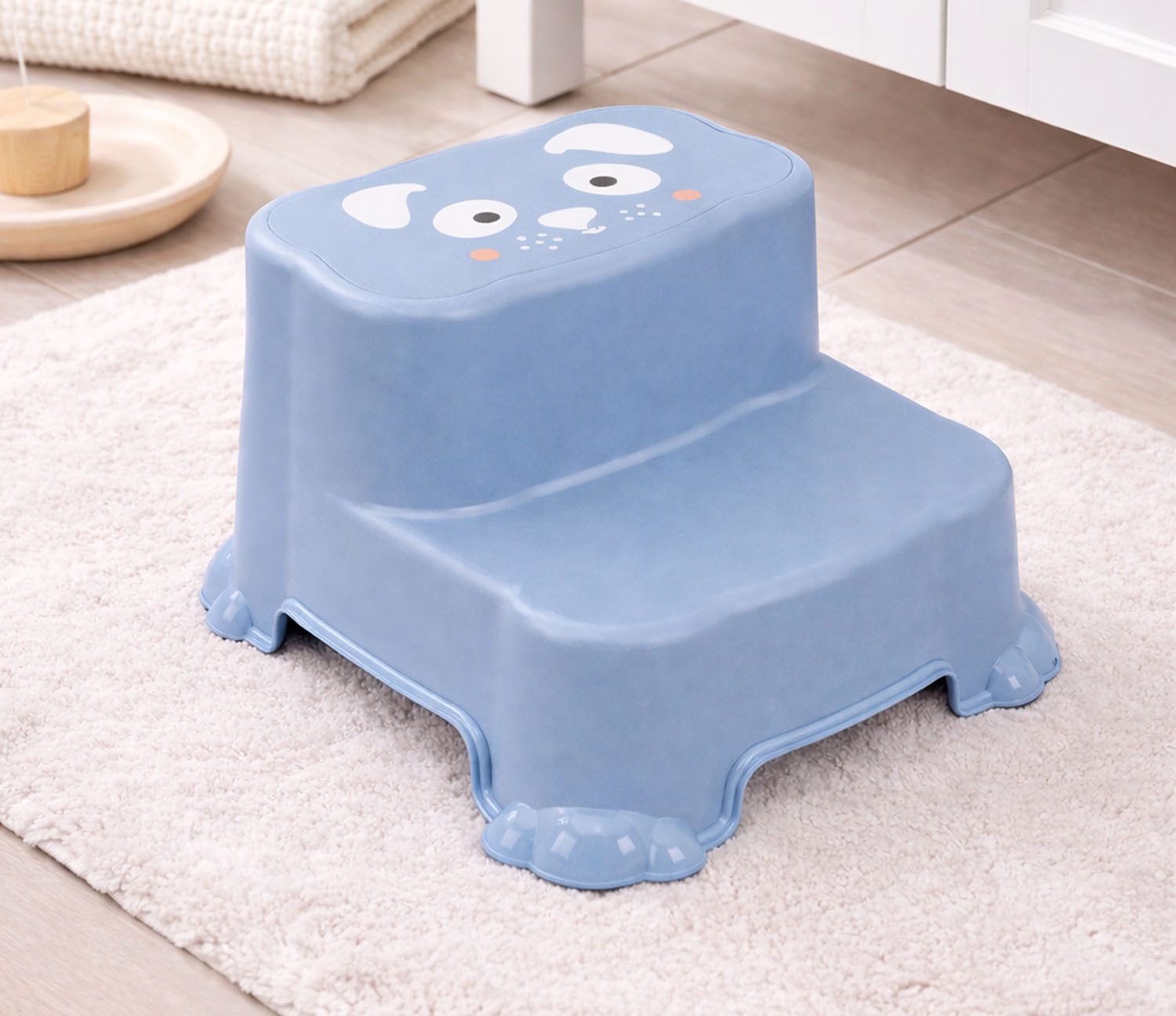 Mojawo Fußhocker Kinder Tritthocker Trittstufe Hocker Kunststoff Blau rutschfest