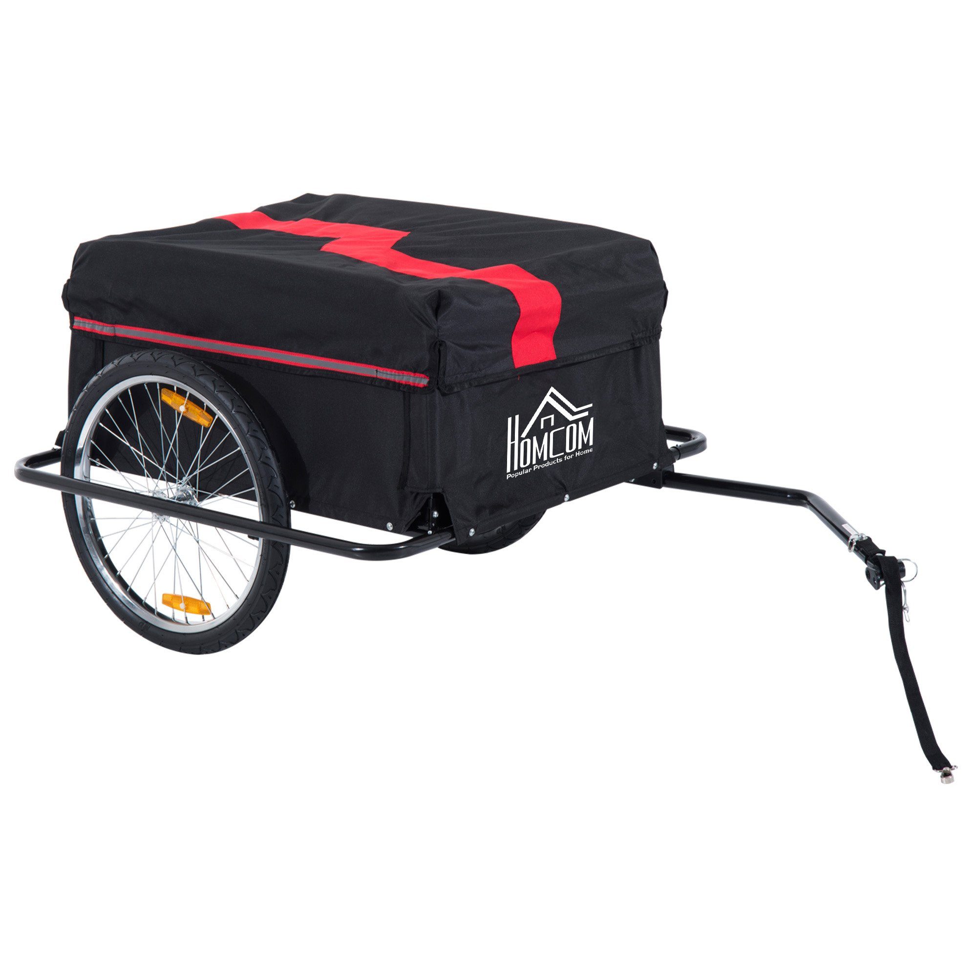 HOMCOM Fahrradlastenanhänger Transportanhänger Lasten-Fahrradanhänger CargoTrailer: schwarz Neu, 140L x 88B x 60H cm