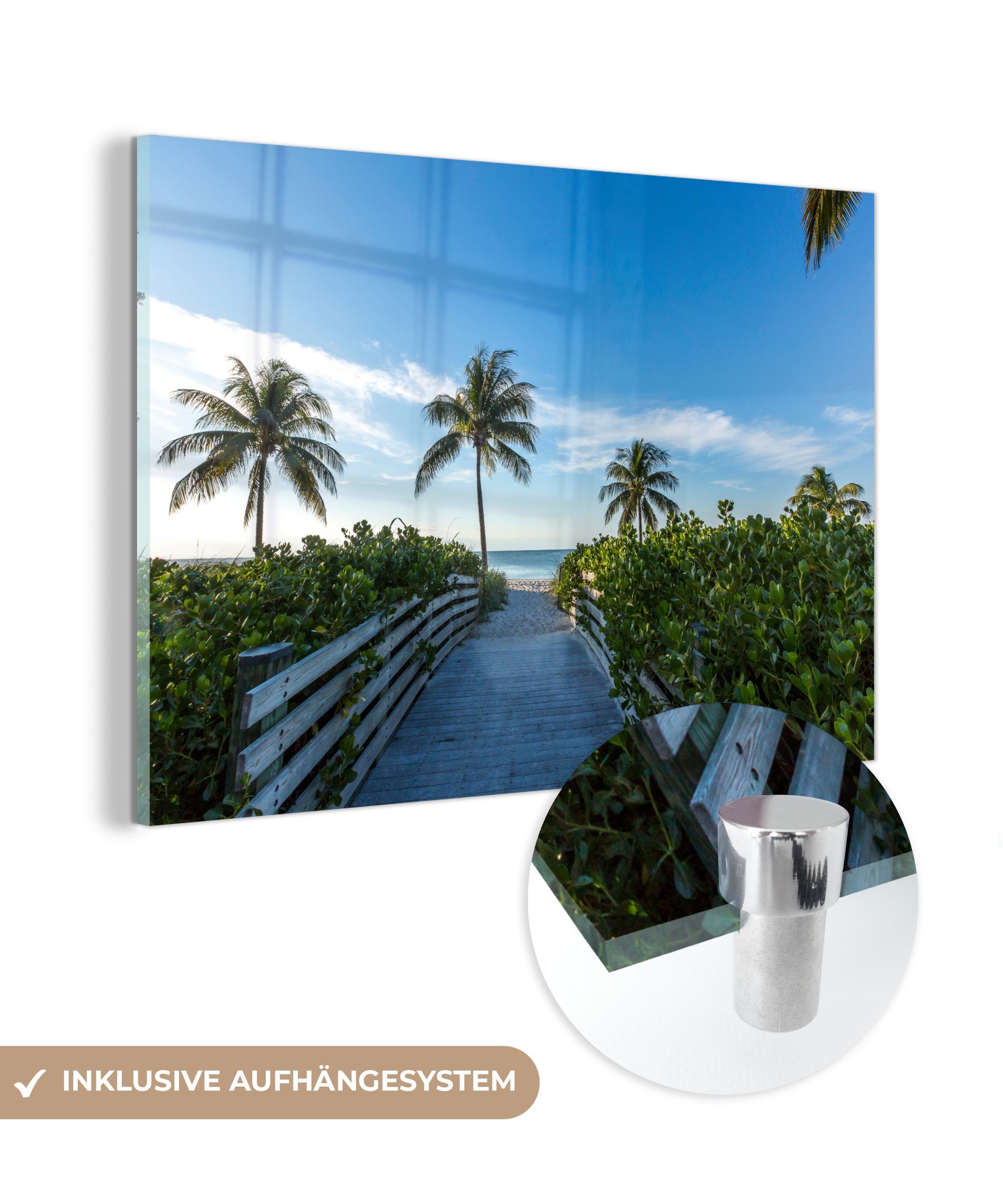 MuchoWow Acrylglasbild Der Weg zum Strand in Florida, (1 St), Acrylglasbilder Wohnzimmer & Schlafzimmer