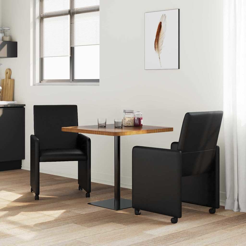 vidaXL Esszimmerstuhl Esszimmerstühle mit Rollen 2 Stk. Kunstleder Schwarz (2 St)