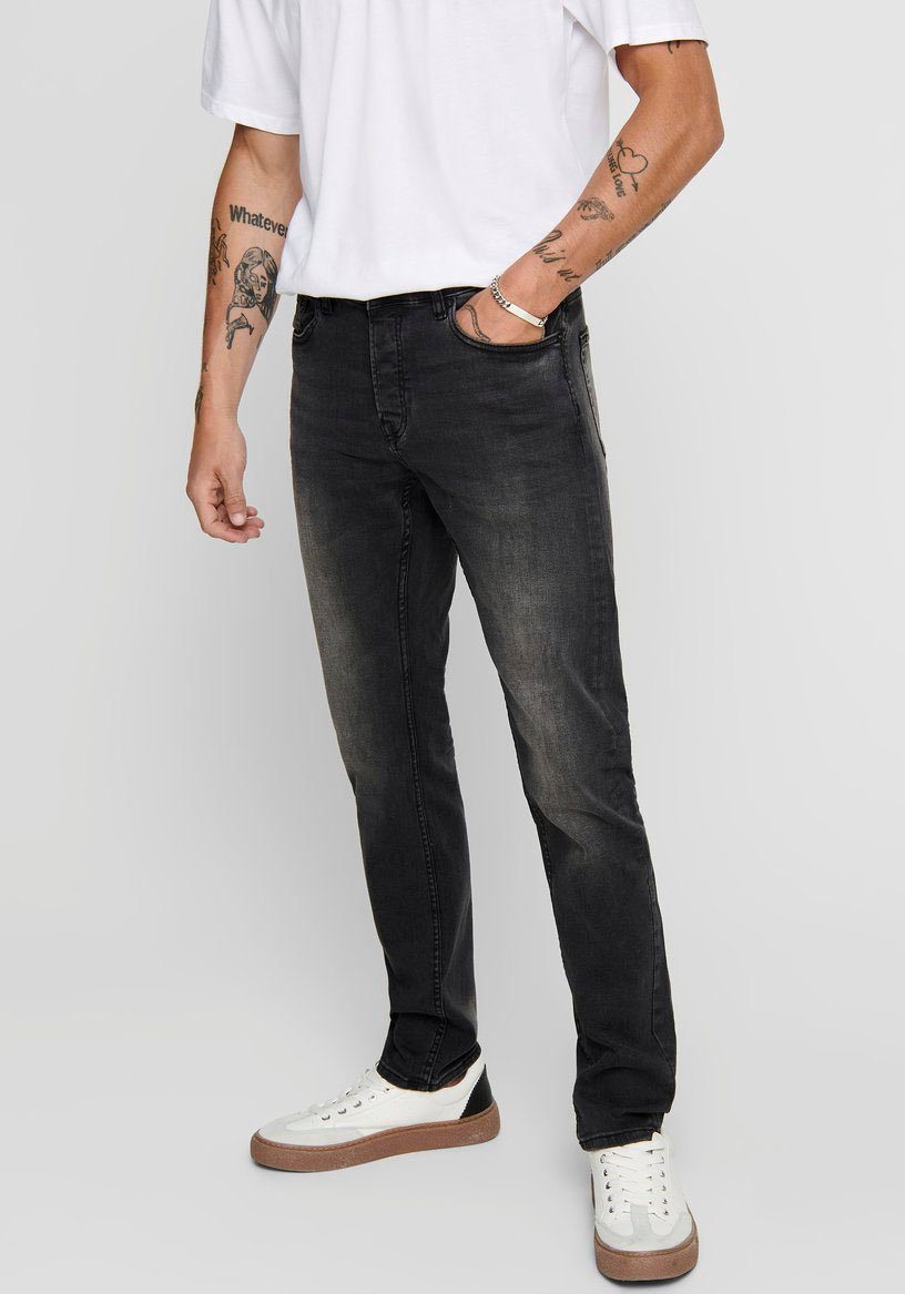 Only & Sons Herren Jeans ONSLOOM BLACK WASHED DCC 0447 - Slim Fit - Schwarz günstig online kaufen