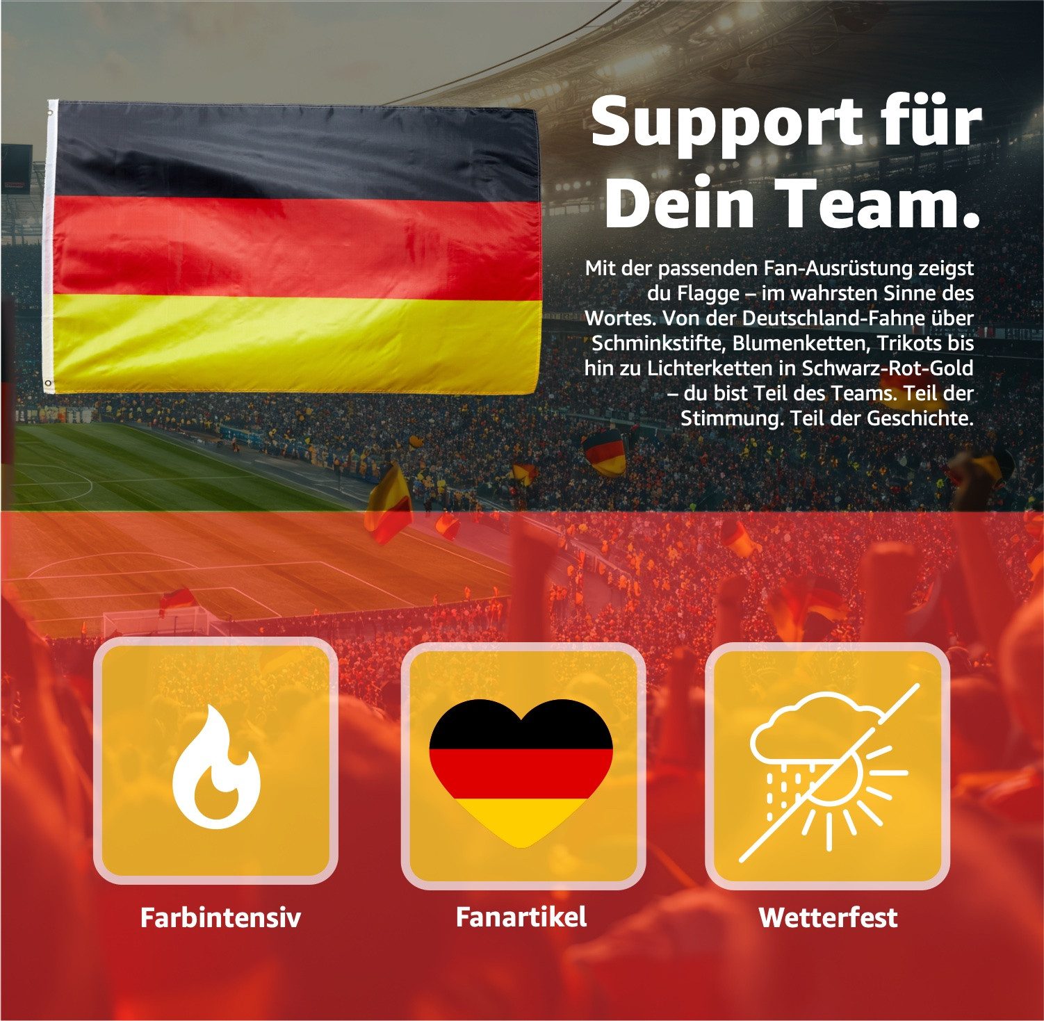 Dekotalent® Fahne Deutschland Flagge - WM 2026 Fahne - Fanartikel