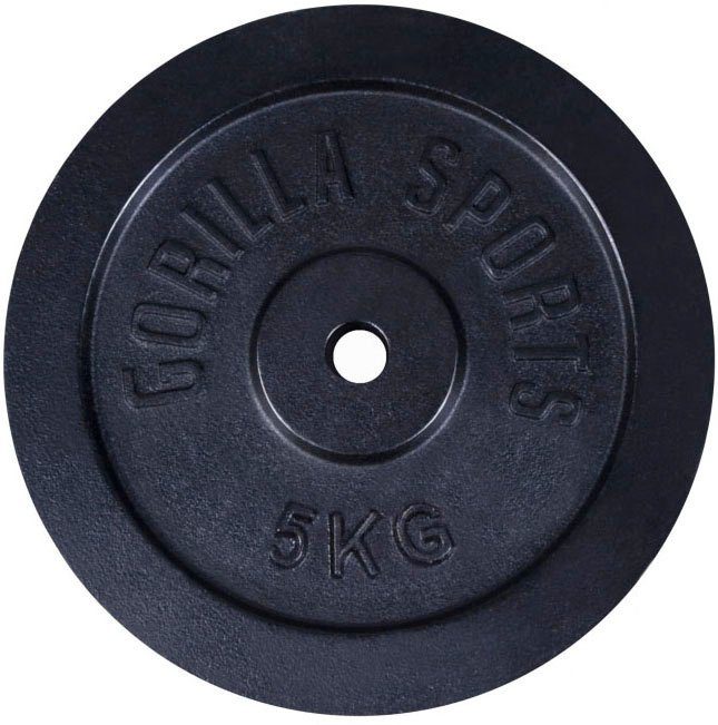 GORILLA SPORTS Hantelscheiben (Set, 2x5 - 30 kg, Gusseisen 4-tlg) Schwarz, 2x10 - kg