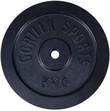 GORILLA SPORTS Hantelscheiben Gusseisen - 2x5 - 2x10 kg Schwarz, 30 kg, (Set, 4-tlg)