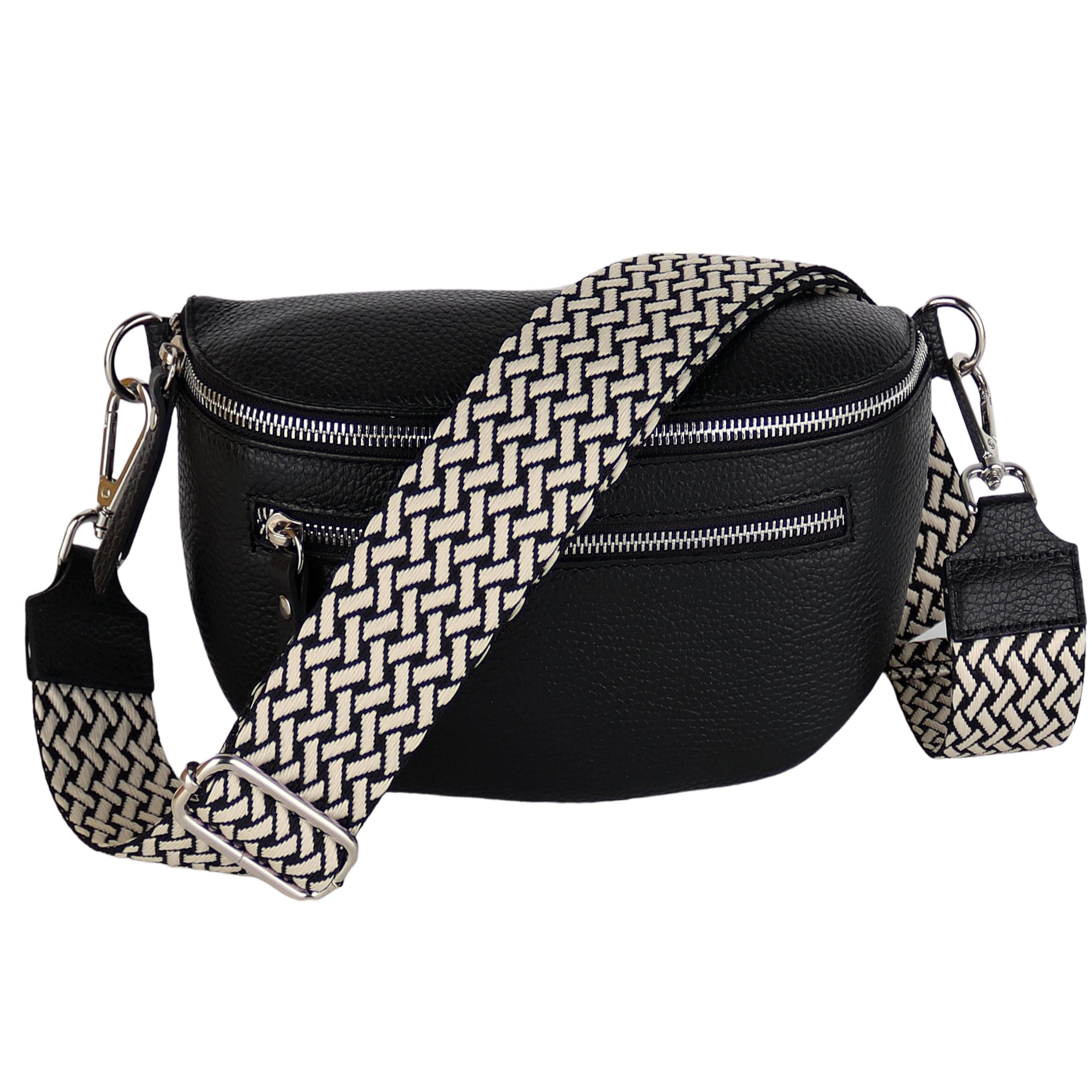 Bauchtasche Damen, Echtleder, Leder, Made in Italy, Umhängetasche, Brusttasche