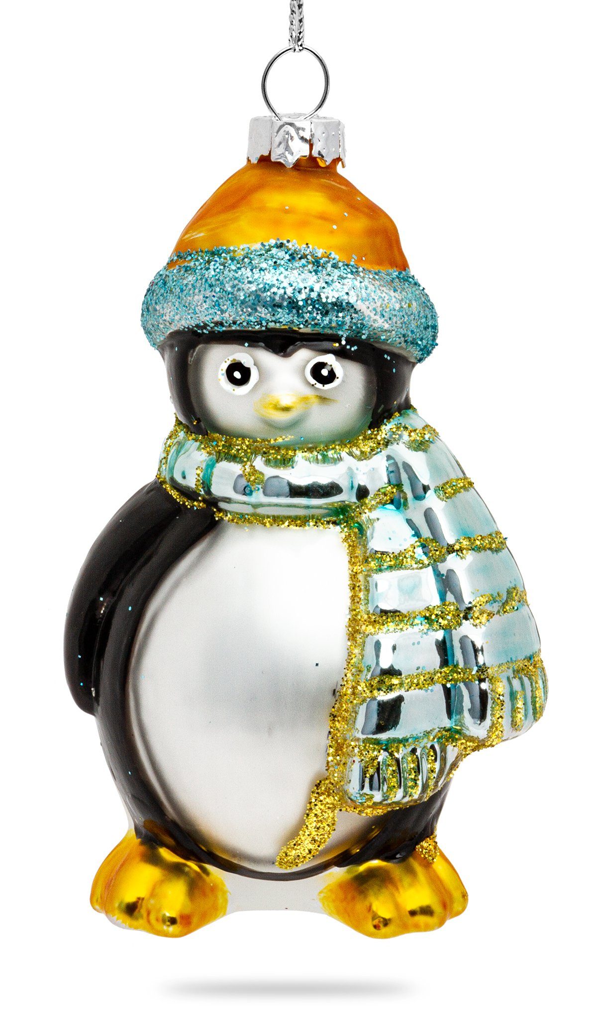 SIKORA Christbaumschmuck BS353 Pinguin Glas Figur Weihnachtsbaum Anhänger | Dekohänger
