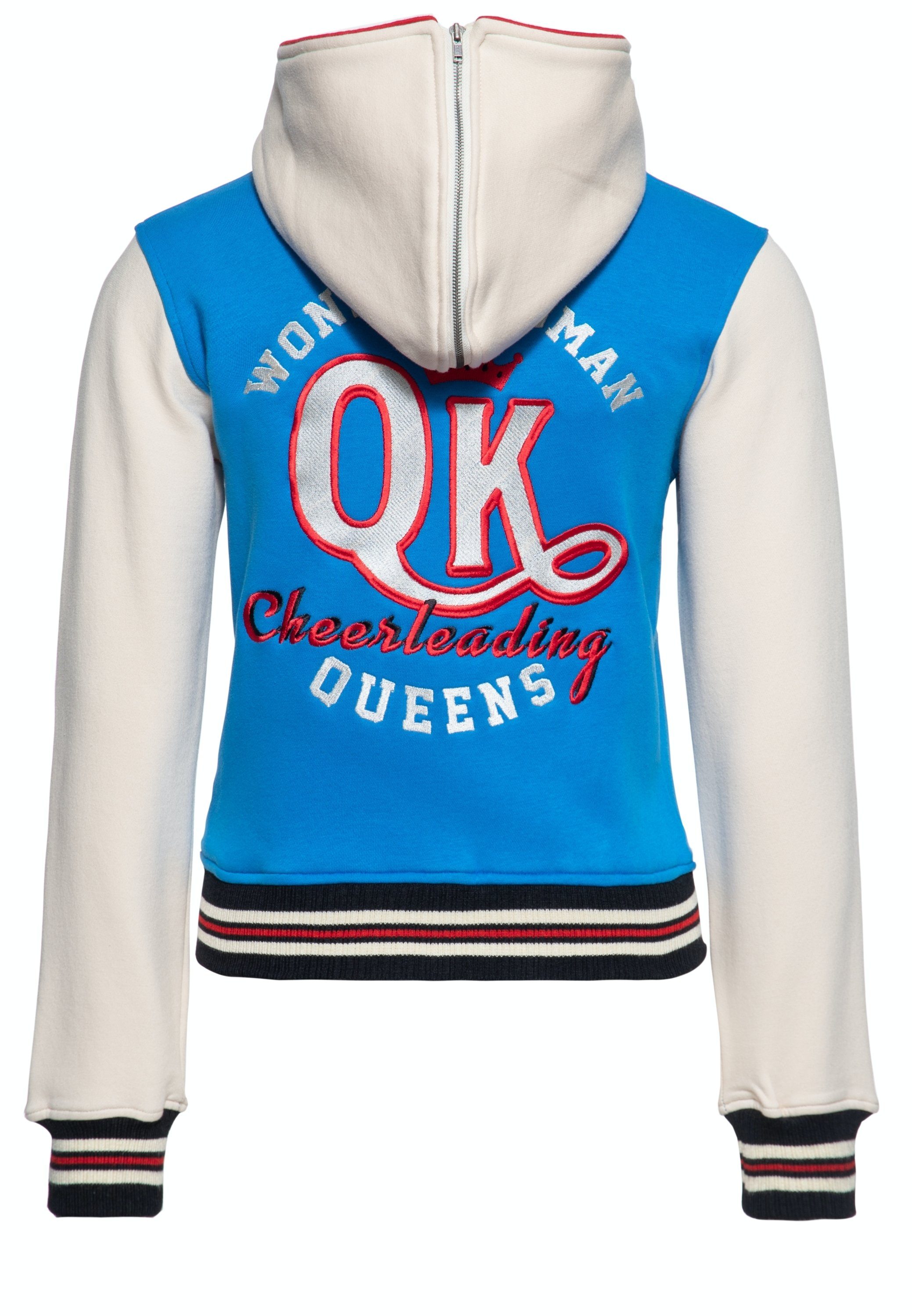 QueenKerosin Collegejacke Wonder Woman (1-St) Kapuze mit Reißverschluss und Vintage Stickerei