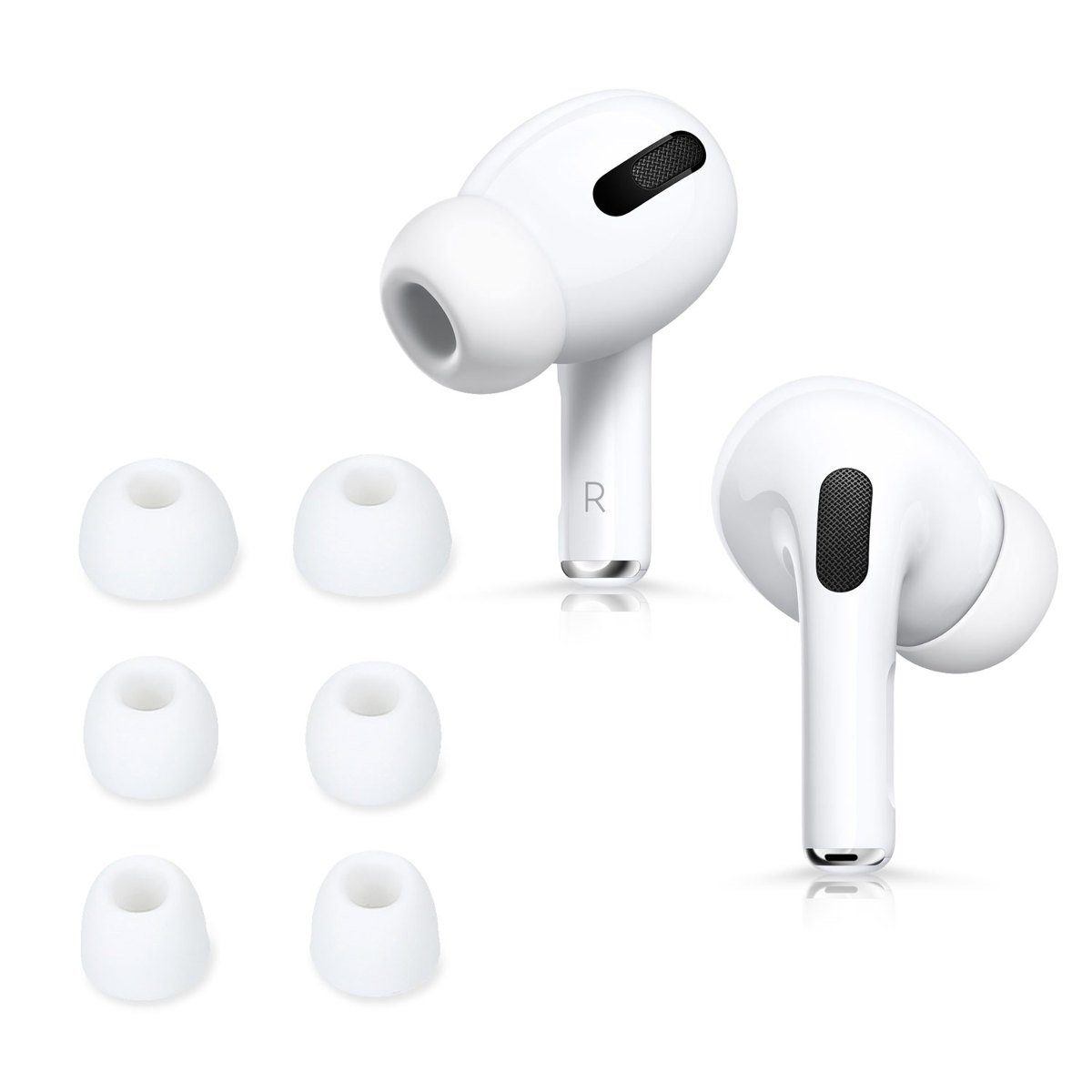 kwmobile 6x Polster für Apple Airpods Pro 2 / Pro 1 Ohrpolster (3 Größen - Silikon Ohrstöpsel In-Ear Kopfhörer) Weiß