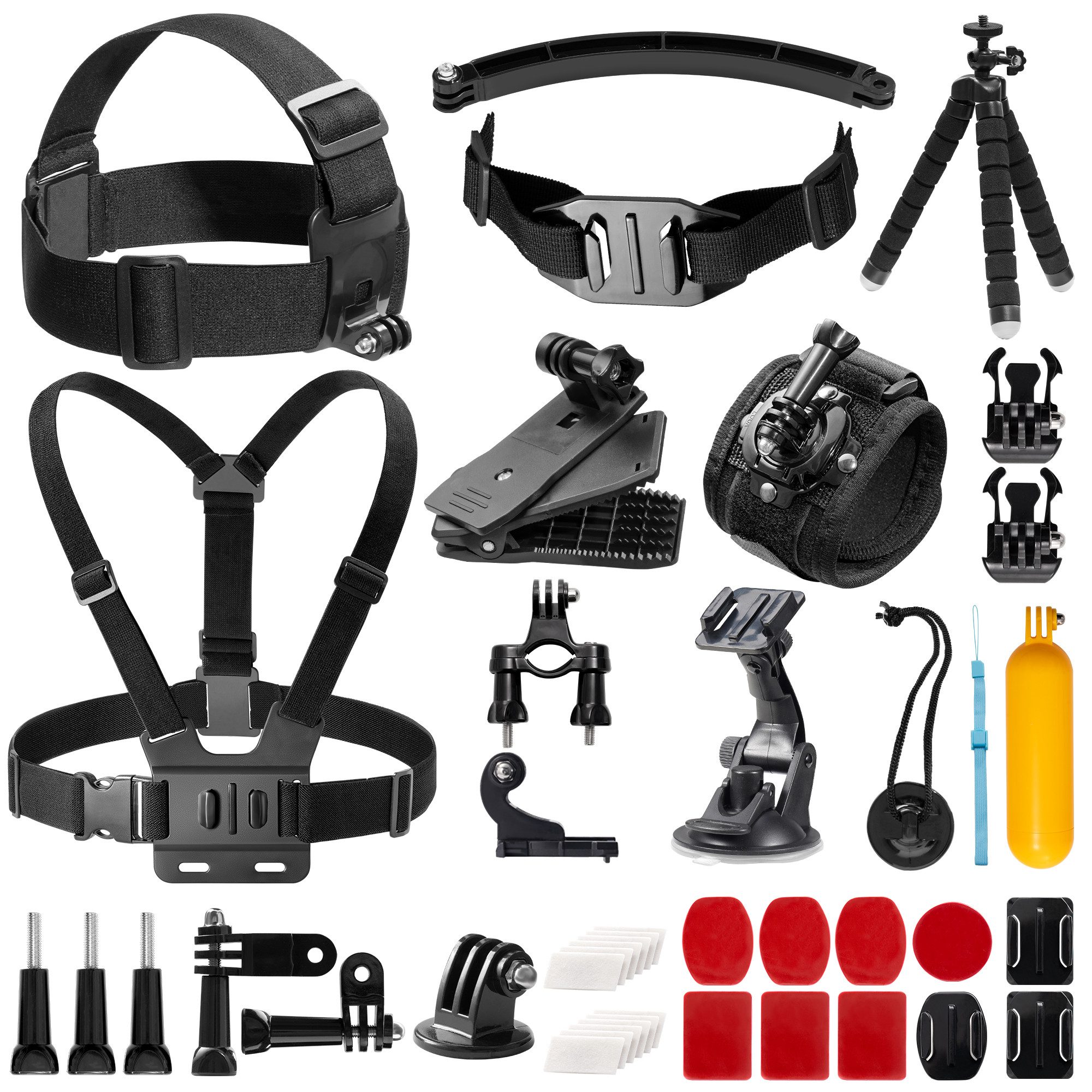 Akaso Action Cam-Halterung Zubehör-Set 42 in 1 für AKASO, GoPro Hero, DJI Osmo, (42-tlg., Komplett für Vlogging, Radfahren, Wassersport, universell kompatibel)