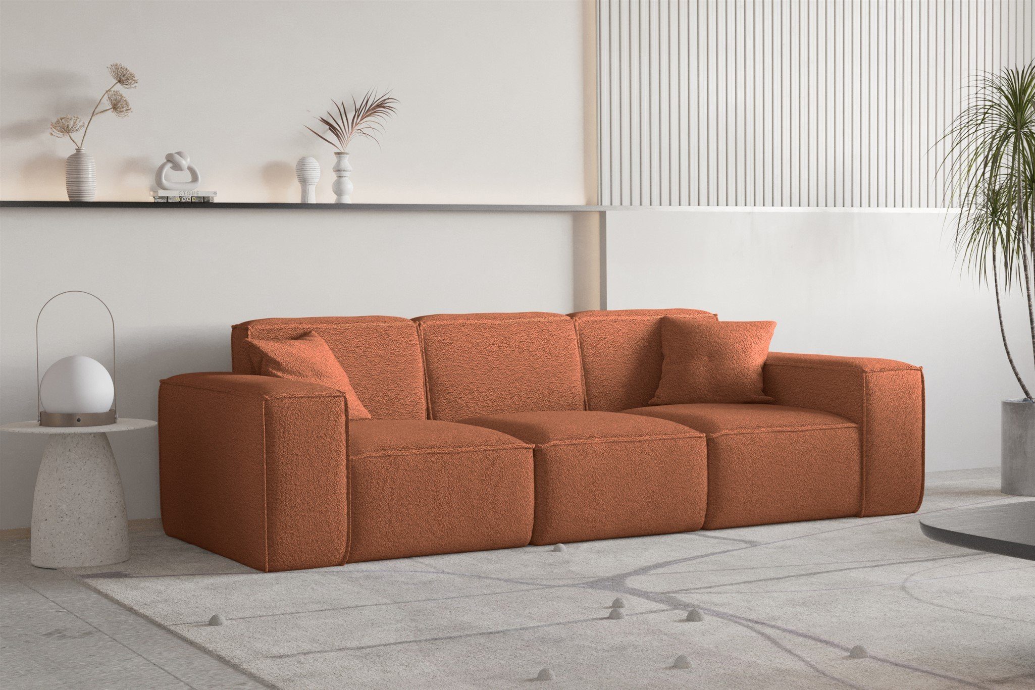 Fun Möbel Sofa Sofa Designersofa PREMIUM CELES Zierkissen 3-Sitzer in 2 Stoff, Inkl