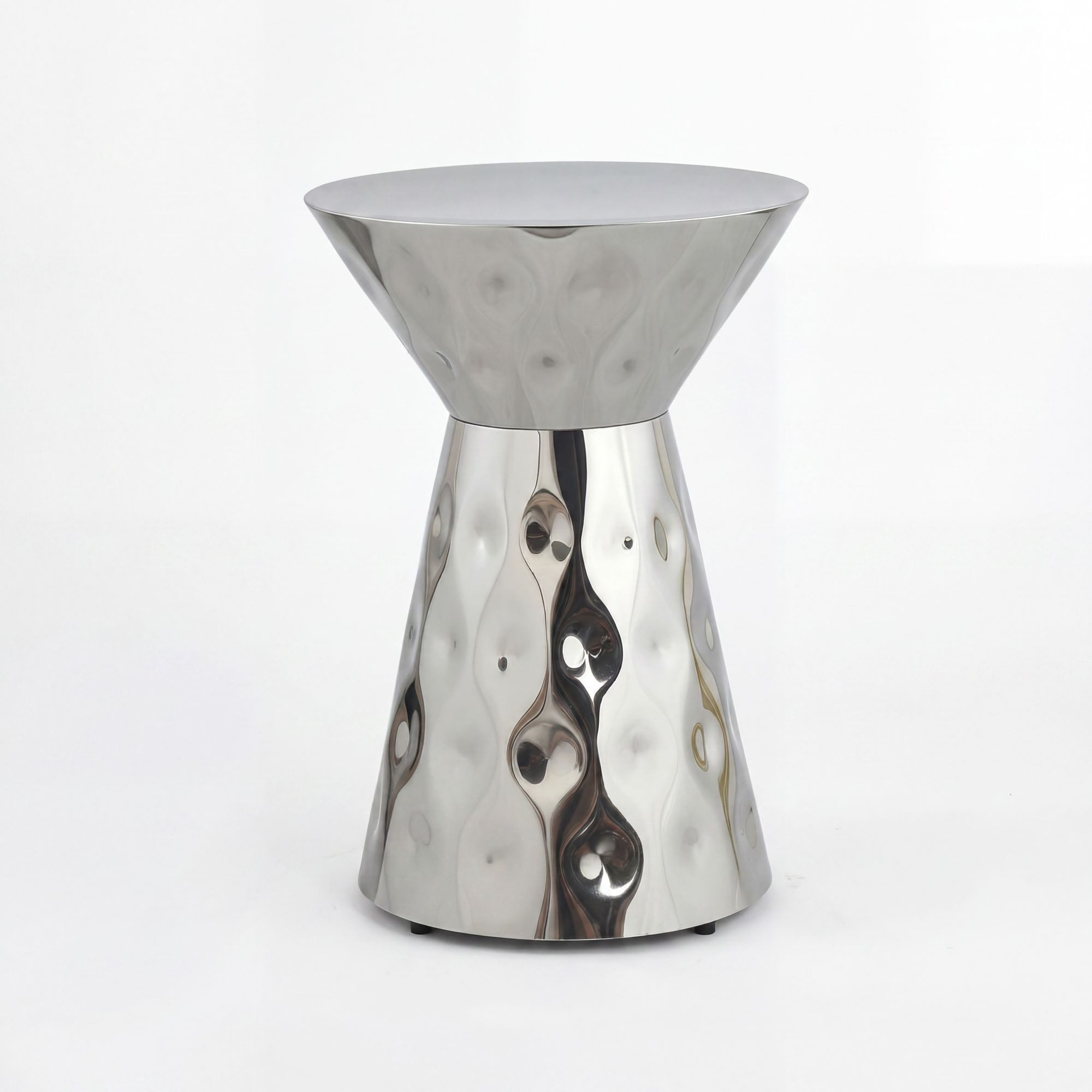 Wohnling Beistelltisch WL7.659 36cm Silber Sofatisch Alu Wohnzimmertisch Couchtisch Aluminium (Stilvoller Kaffeetisch in edler Sanduhr-Form), Pflegeleichter Abstelltisch komplett montiert