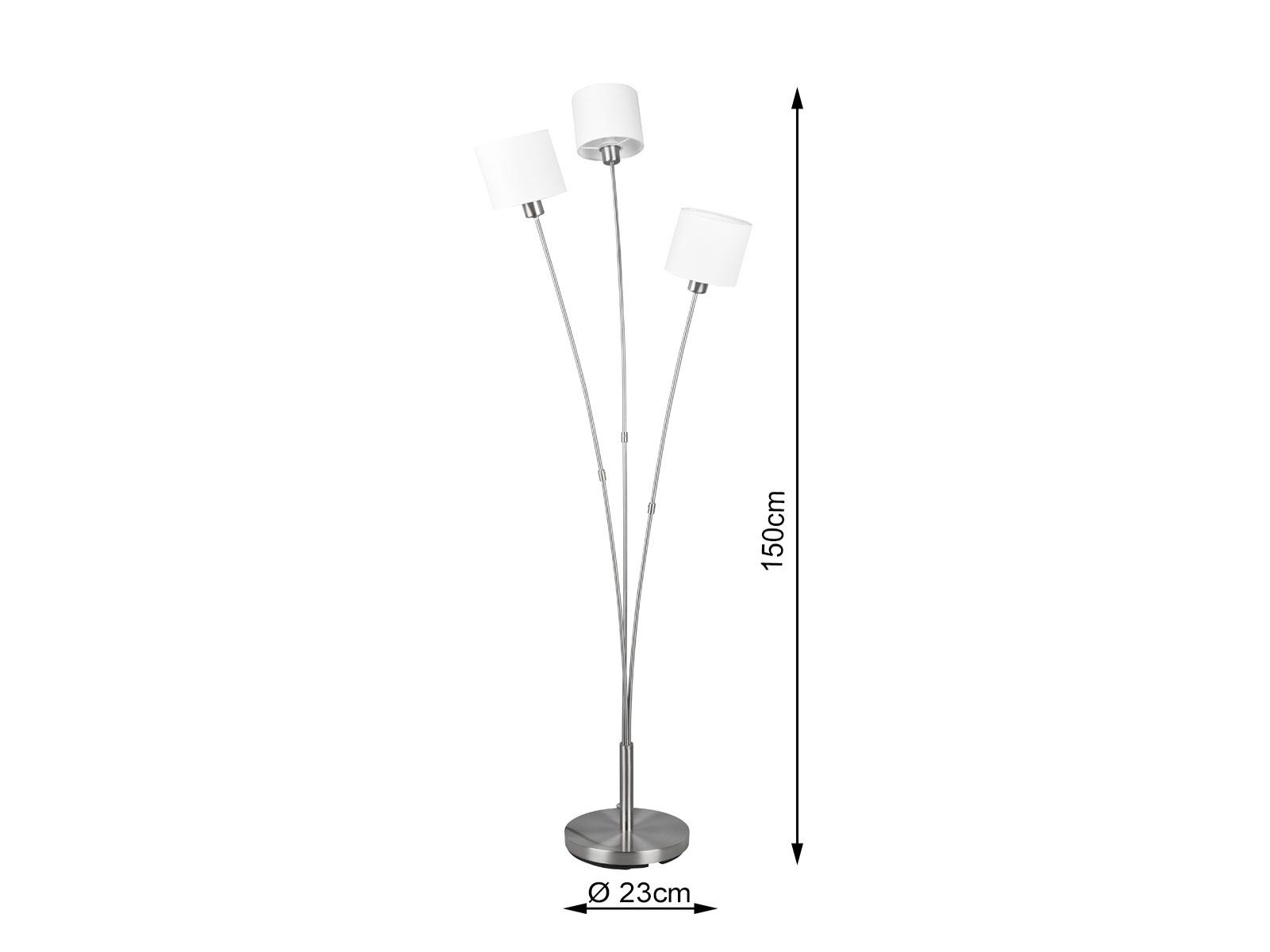 dimmbar Silber-Weiß Designer-lampen Dimmfunktion, wechselbar, meineWunschleuchte Warmweiß, Stoff, 150cm ausgefallen-e Höhe LED Lampenschirm-e LED Stehlampe,