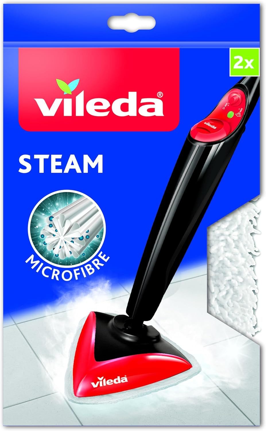 Vileda Vileda Steam Bezug Dampfreiniger Mikrofaser 2er Pack Wischbezug (91% Polyester, 9% Andere, 27.5x17 cm, Mehrfachpackung, 2-tlg., 2 Mikrofaserbezüge für Vileda Steam Dampfreiniger, Reinigung ohne Chemie)