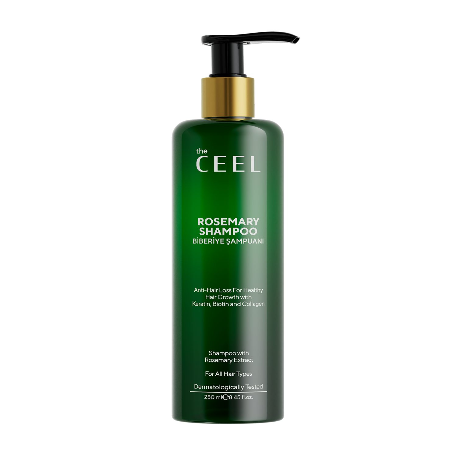 THE CEEL Haarshampoo Rosmarin Shampoo–Haarwachstum fördern & Kräftigung mit Kollagen 250ml, Keratin, Biotin, hydrolysiertes Kollagen-Extrakt