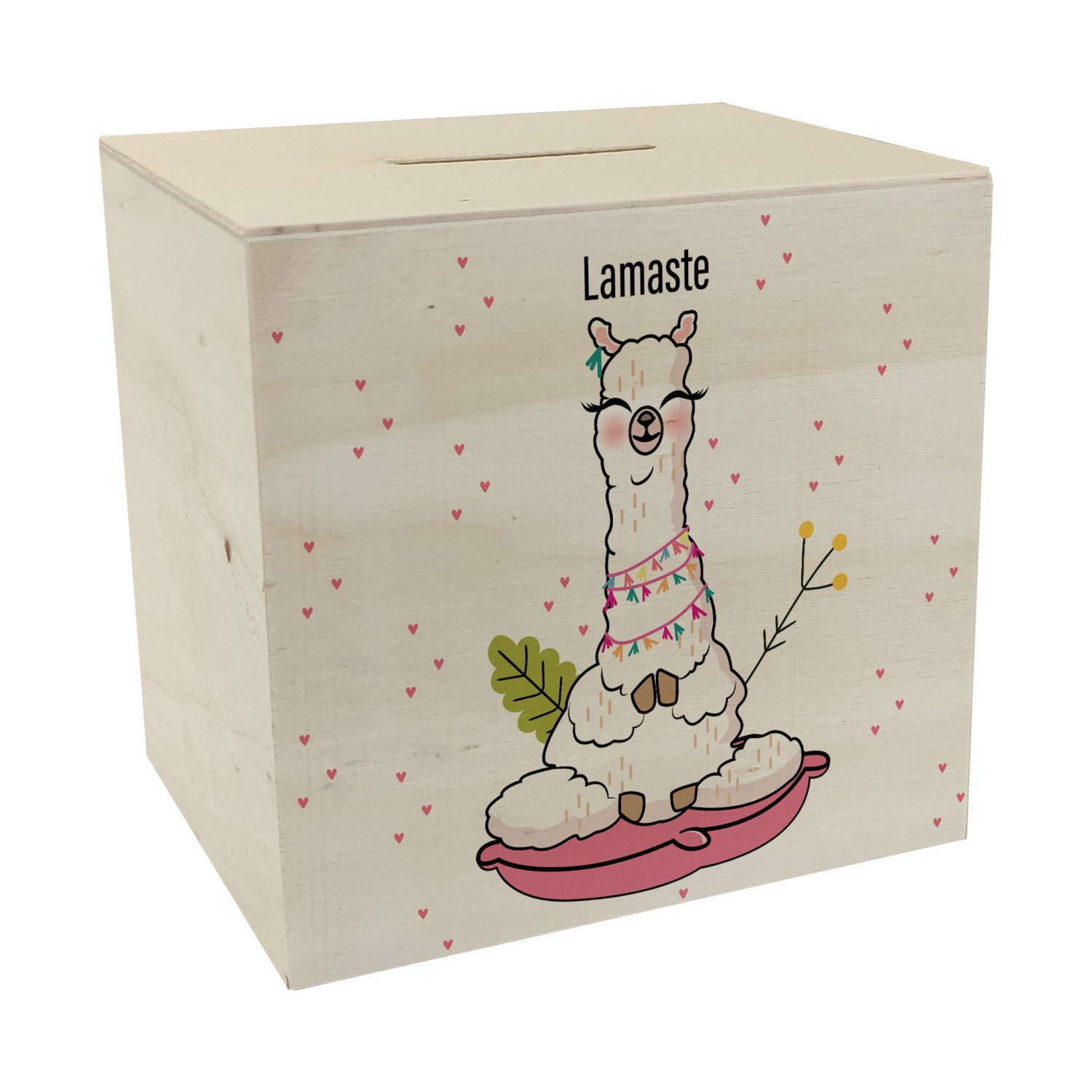 Spardose Lamaste - Die geistreiche Spardose aus Holz mit Lama Motiv