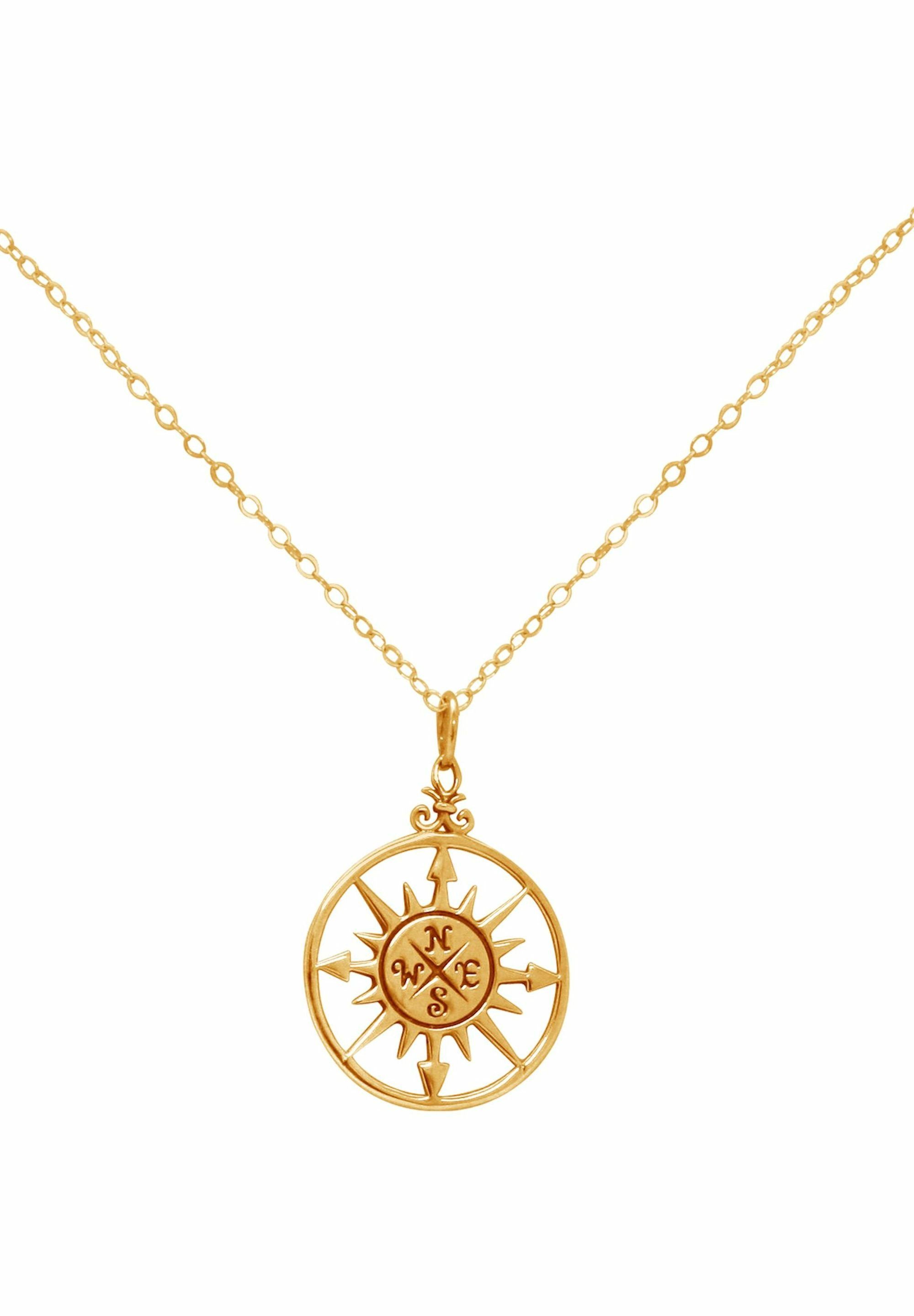 mit Wind coloured Maritim gold Anhänger Kompass Kette Gemshine