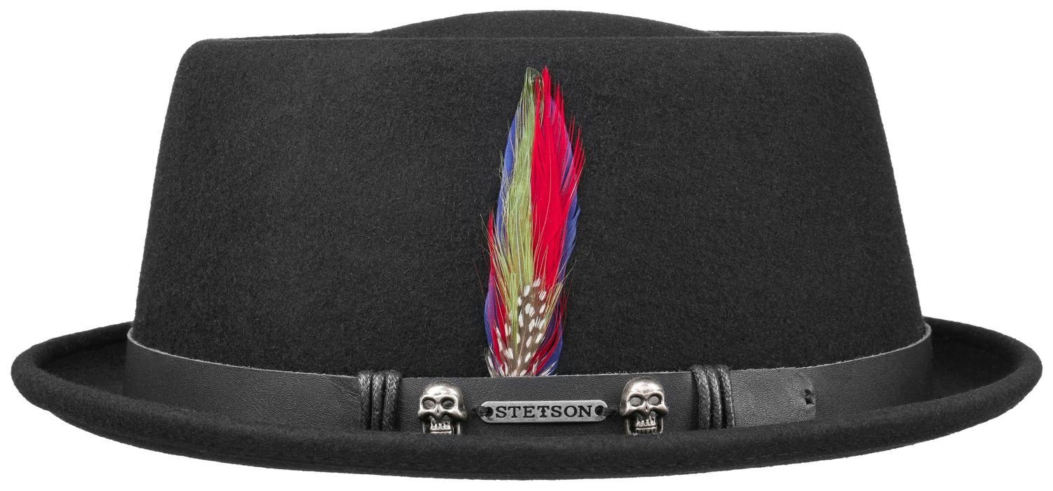 Stetson Filzhut Pork Pie aus Wollfilz mit Leder-Garnitur
