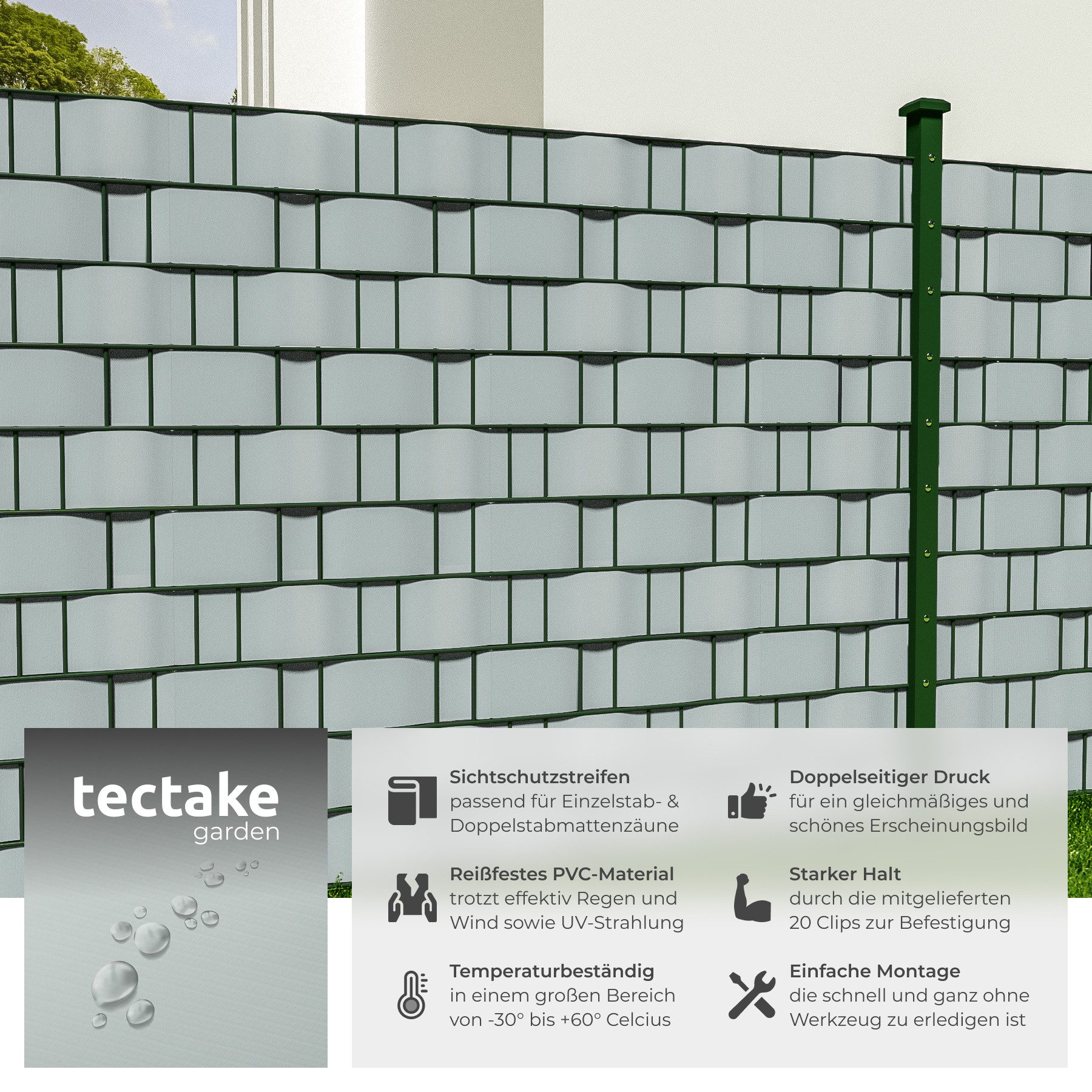 tectake Sichtschutzzug Sichtschutzstreifen, Einzelstab- und Doppelstabmatte günstig online kaufen