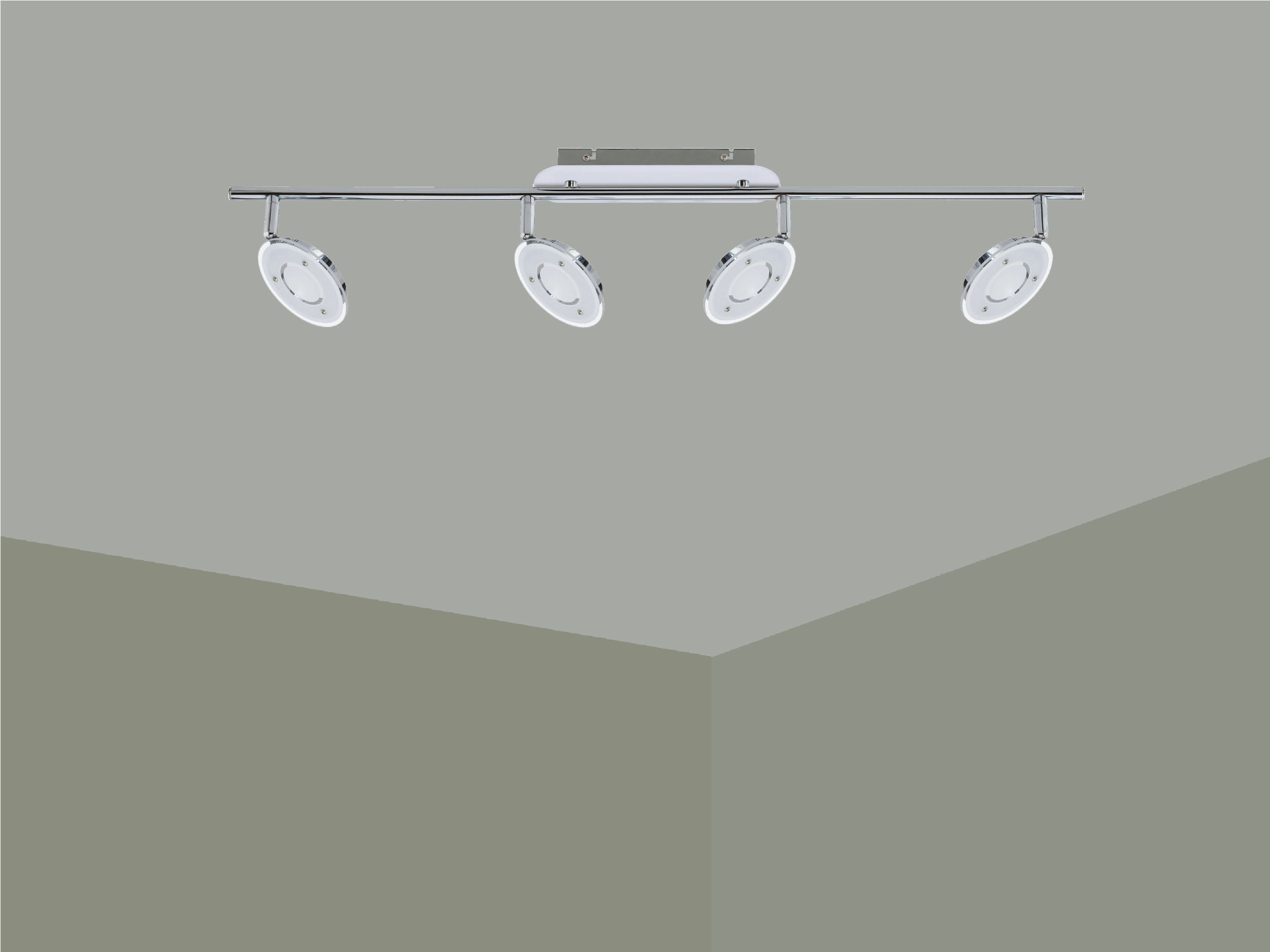 TRANGO LED LED Wohnzimmer Deckenstrahler drehbar inkl. 4x *OLI* mit Modul - schwenkbar Lampe - Deckenlampe LED in Deckenspots, 5 Schlafzimmer Watt 2002-048 und Leuchte Deckenleuchte, 4-flammig Glasschirm - Chrom-Optik