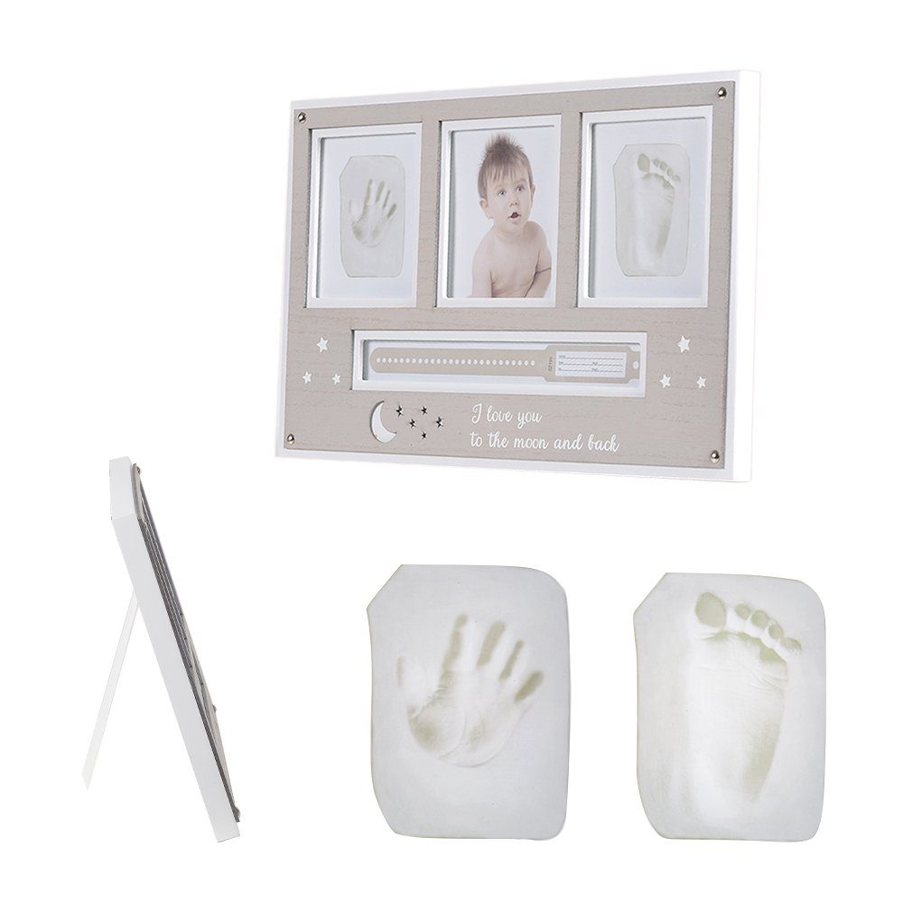 Cangaroo Knete Baby Hand- und Fußabdruckset, Fotorahmen aus Holz, für 2 Abdrücke
