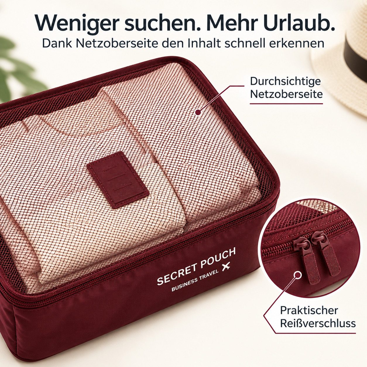 HS.SUPPLY Reisetasche 6er Set Reise-Organizer wasserdicht – Kleidung & Zubehör sortieren (6-teiliges Set), im praktischen Design, wasserdicht, große Kapazität – Bild 3 von 5