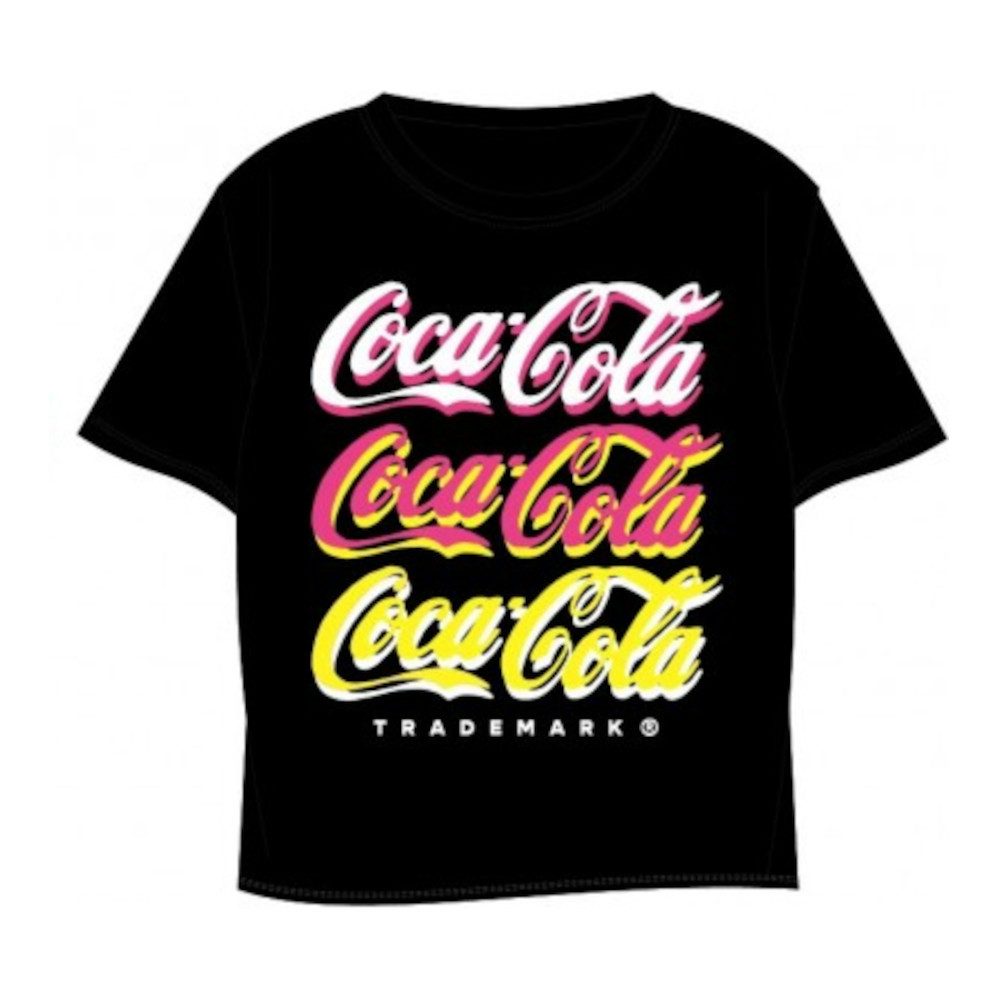 COCA COLA T-Shirt Kurzes Shirt Coca Cola® Schriftzug, Rot, oder Schwarz, Gr. 134-164